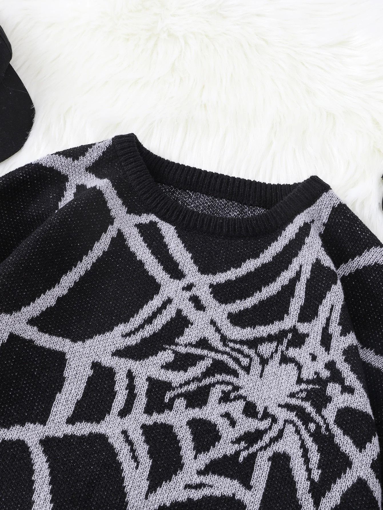 Vintage Spider Web Jacquard Pattern Pullover Sweater Size US L / EU 52-54 / 3 - 3 Thumbnail