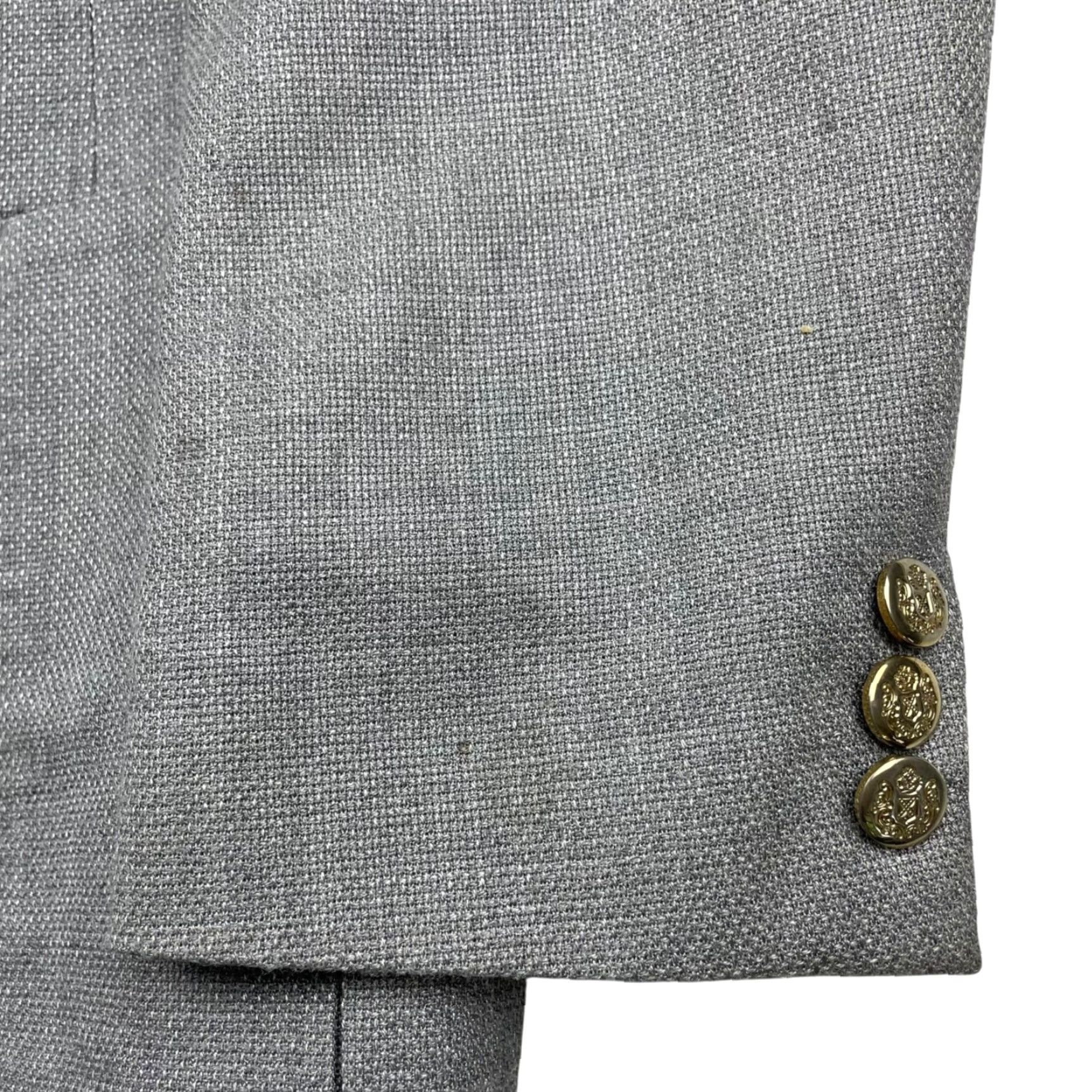 Vintage VTG Irving Berlin Men’s Blazer 38R Wool 2-Button Gray Gold Buttons Jacket Coat Single-Breasted Notch Mens Size 38R - 4 Thumbnail