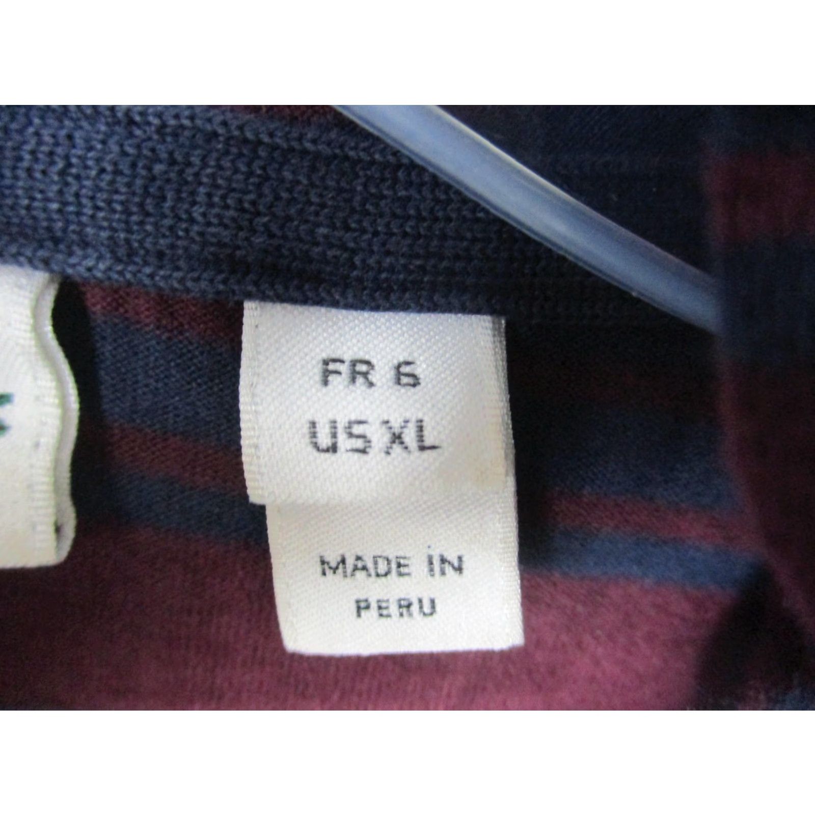 Lacoste Lacoste Hoodie Mens XL Burgundy Striped Pullover Regular Fit Hoodie Long Sleeve with Logo, Striped, Cotton, Lightweight, All Seasons, Red/Blue, Mens Size US XL / EU 56 / 4 - 4 Thumbnail