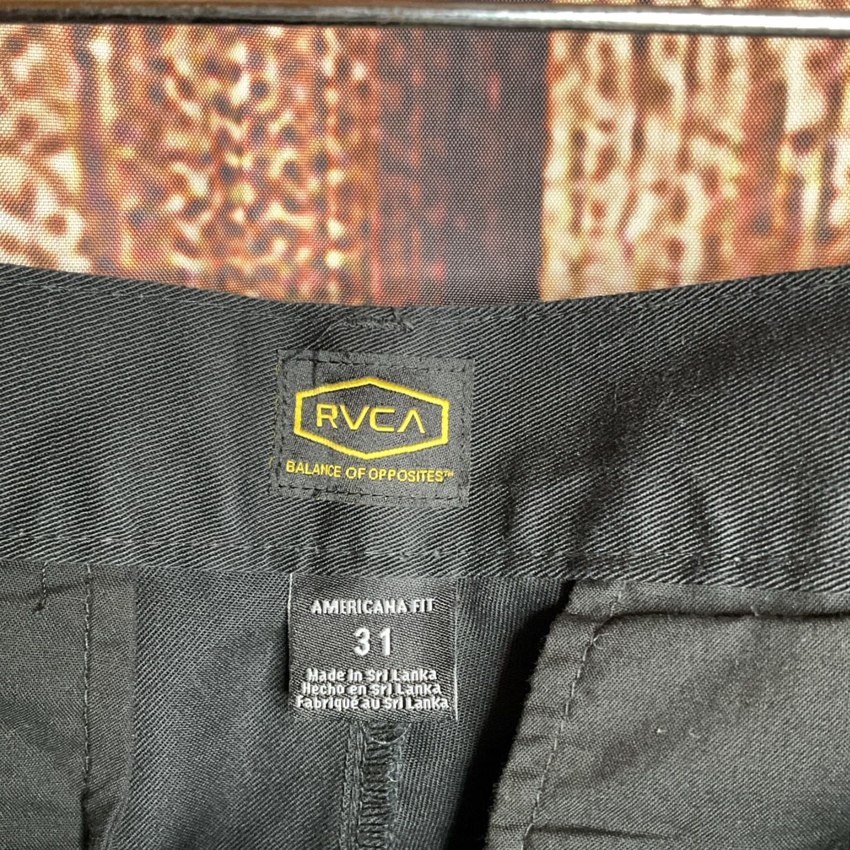 RVCA RVCA Balance Of Opposites Black Shorts Americana Fit Men's 31 Size US 31 - 4 Thumbnail