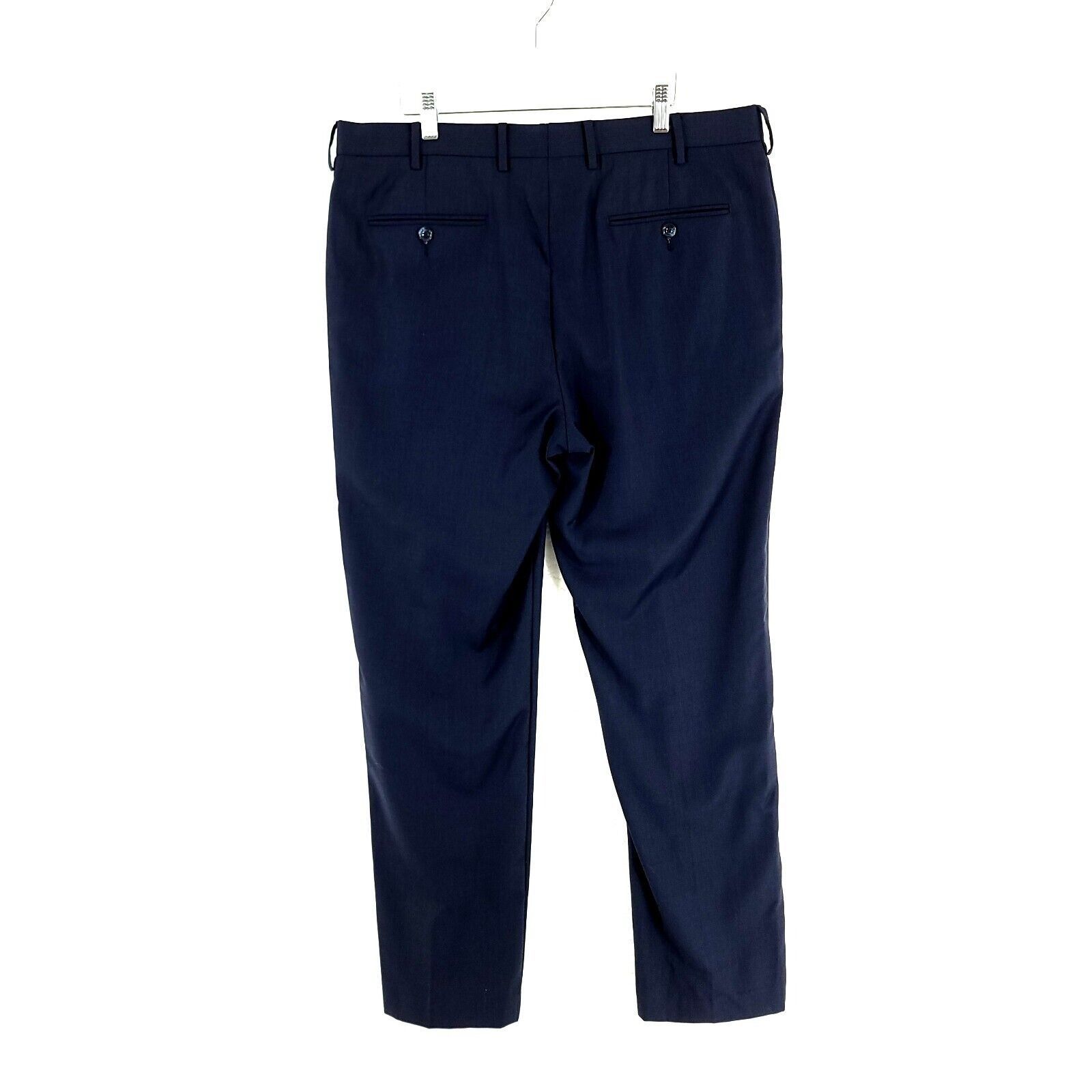 Hart Schaffner Marx DAMAGED Hart Schaffner Marx Wool Blue Mid Rise Flat Front Dr Size 38R - 3 Thumbnail
