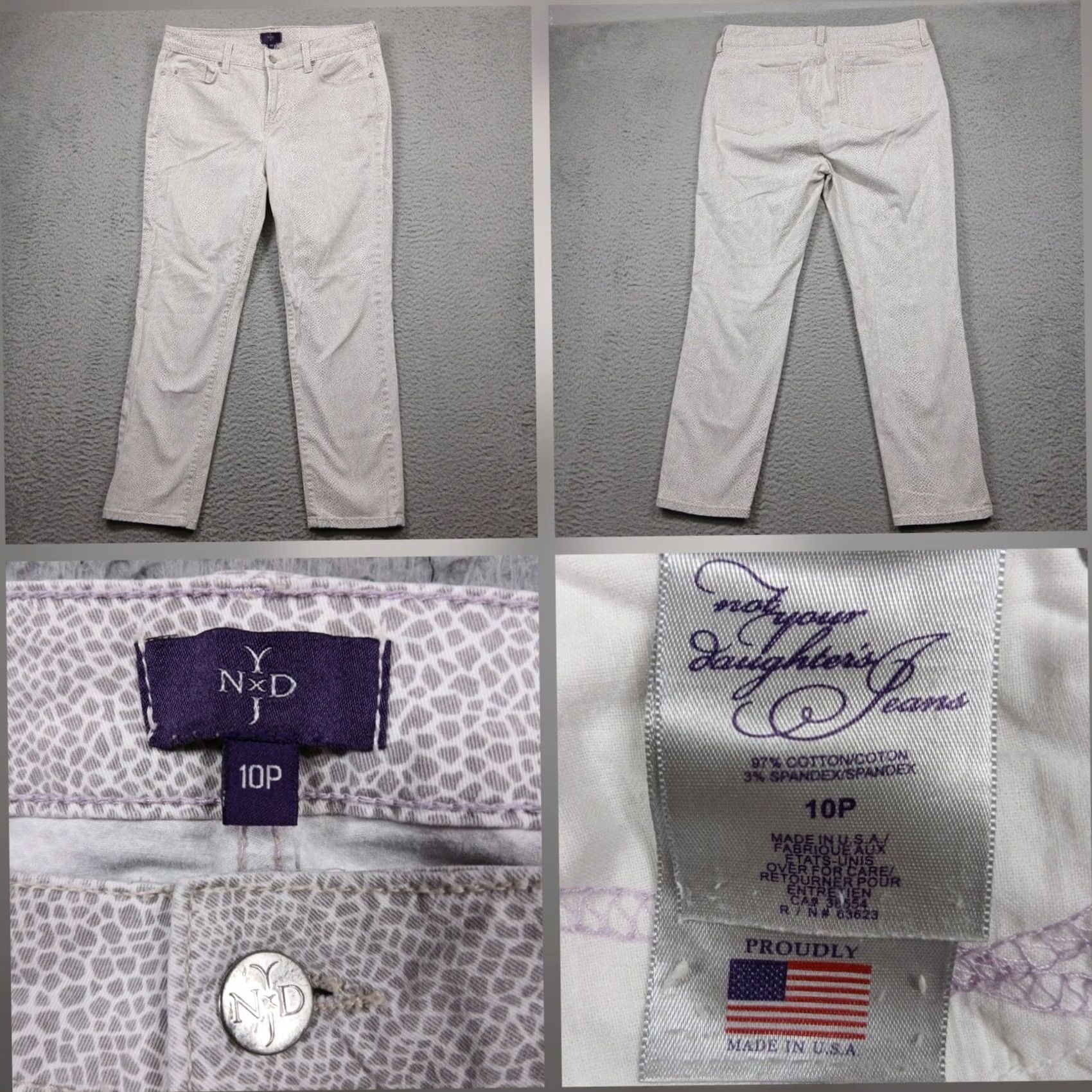 NYDJ NYDJ Jeans Womens 10P Cropped Skinny Cream Pattern Lift Tuck USA Size 32" / US 10 / IT 46 - 2 Thumbnail
