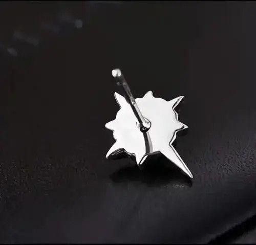 Jewelry Black Stone Earrings Gothic Punk Chrome Jewelry Star Spike Size ONE SIZE - 4 Thumbnail