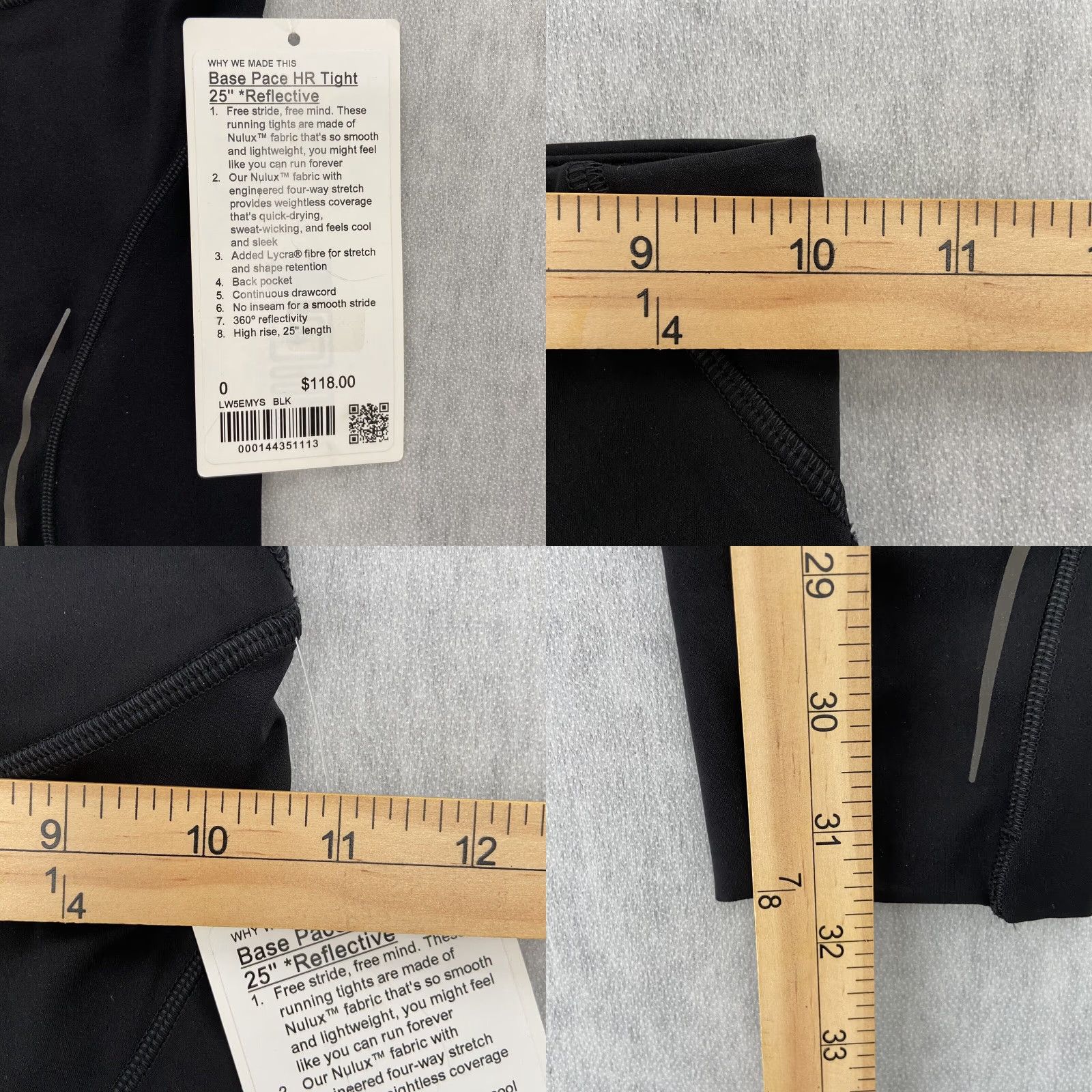 Lululemon VINTAGE Lululemon Leggings Womens Small Black Activewear High-Rise Reflective Tights Size 25" / US 0 / IT 36 - 8 Thumbnail