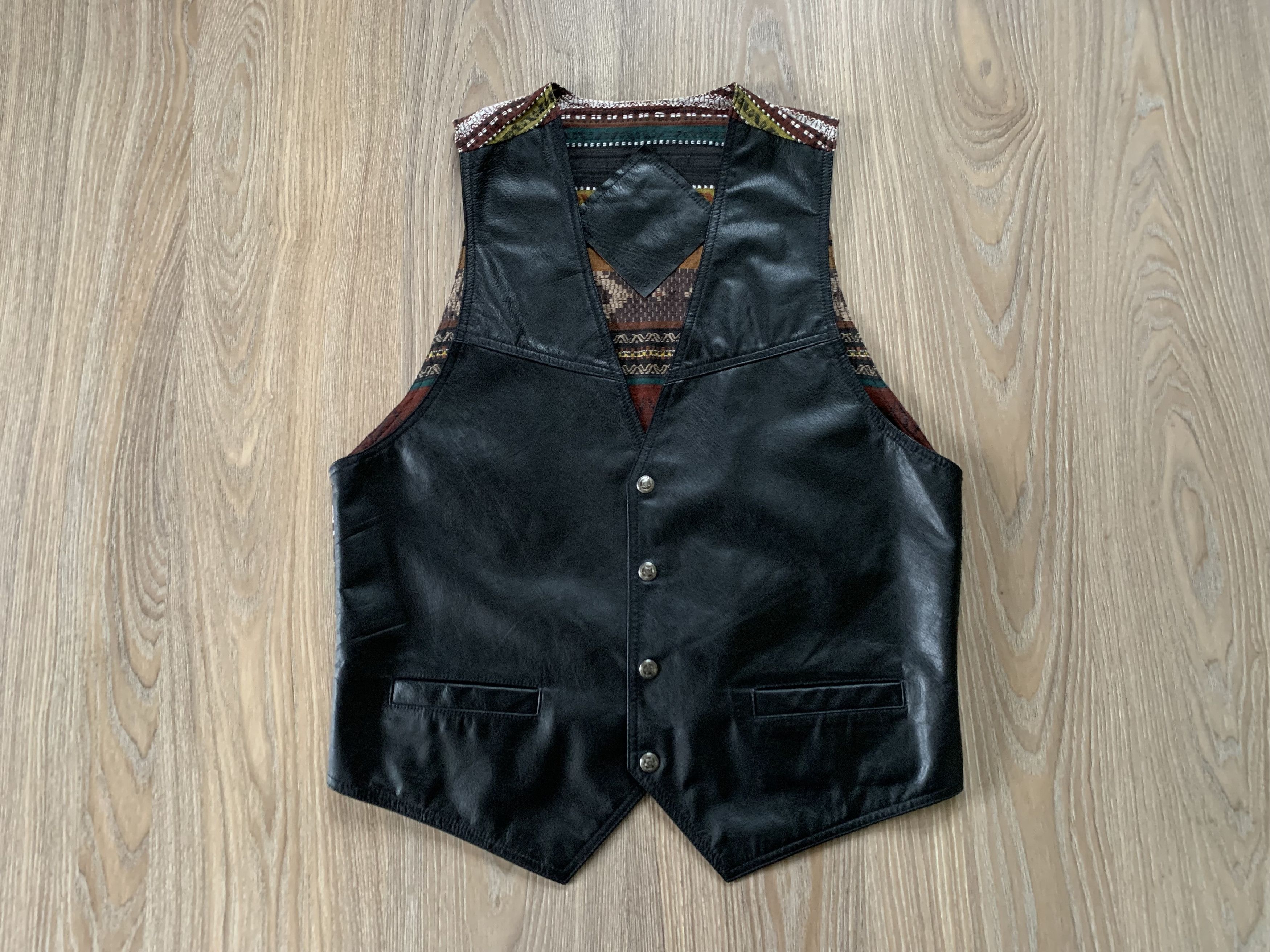 Vintage Vintage Leather Textile Combine Vest Size US L / EU 52-54 / 3 - 2 Thumbnail