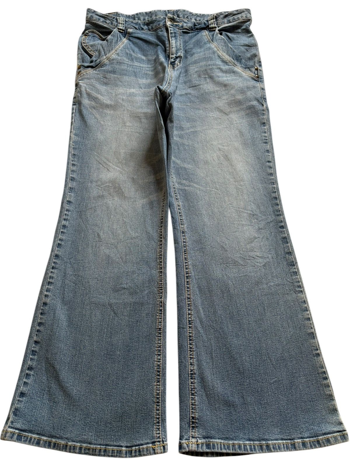 Japanese Brand SALES🔥Vintage Japanese Brand Mud Wash Bootcut Flare Jeans Size US 33 - 1 Thumbnail
