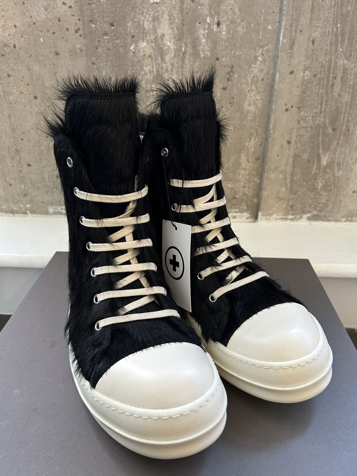 Rick Owens NEW RICK OWENS PONY HAIR RAMONE HIGH Size US 12 / EU 45 - 3 Thumbnail