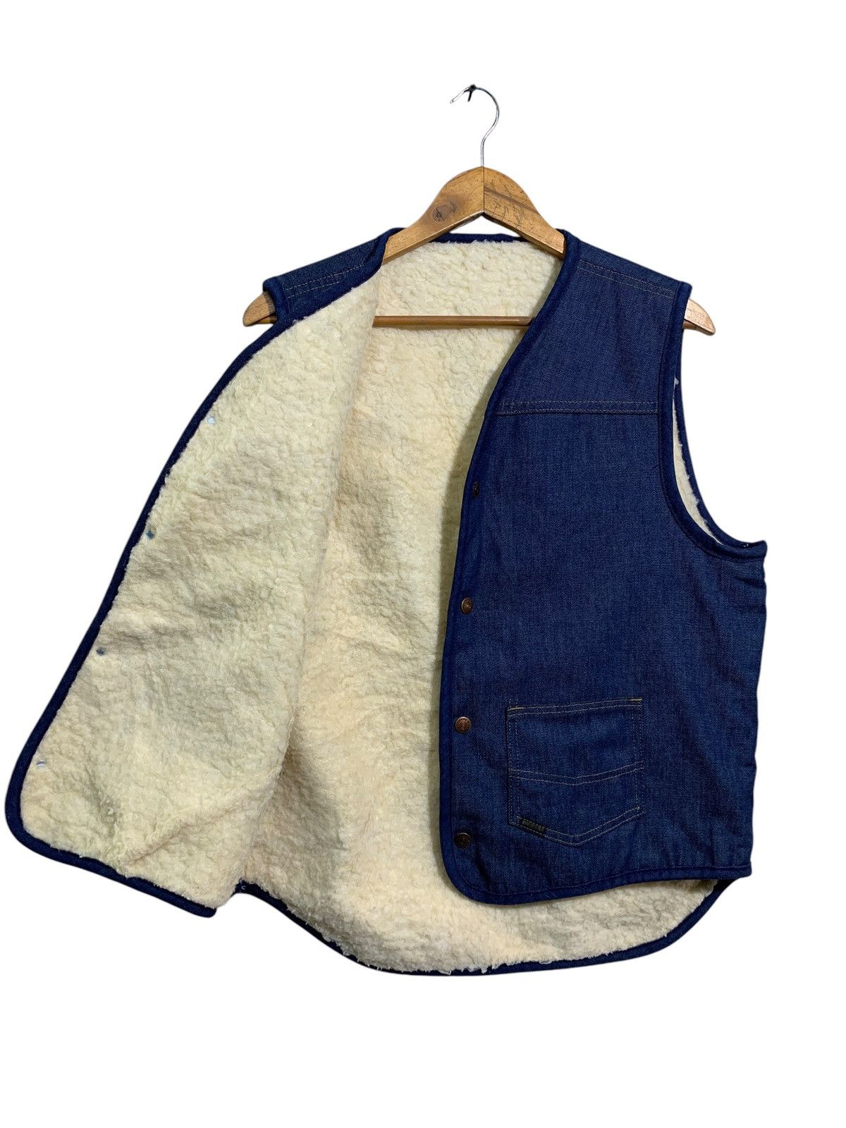 Sears × Vintage 🔥VTG 70s SEARS REOBUCKS DENIM VEST SHERPA LINED Size US L / EU 52-54 / 3 - 5 Thumbnail