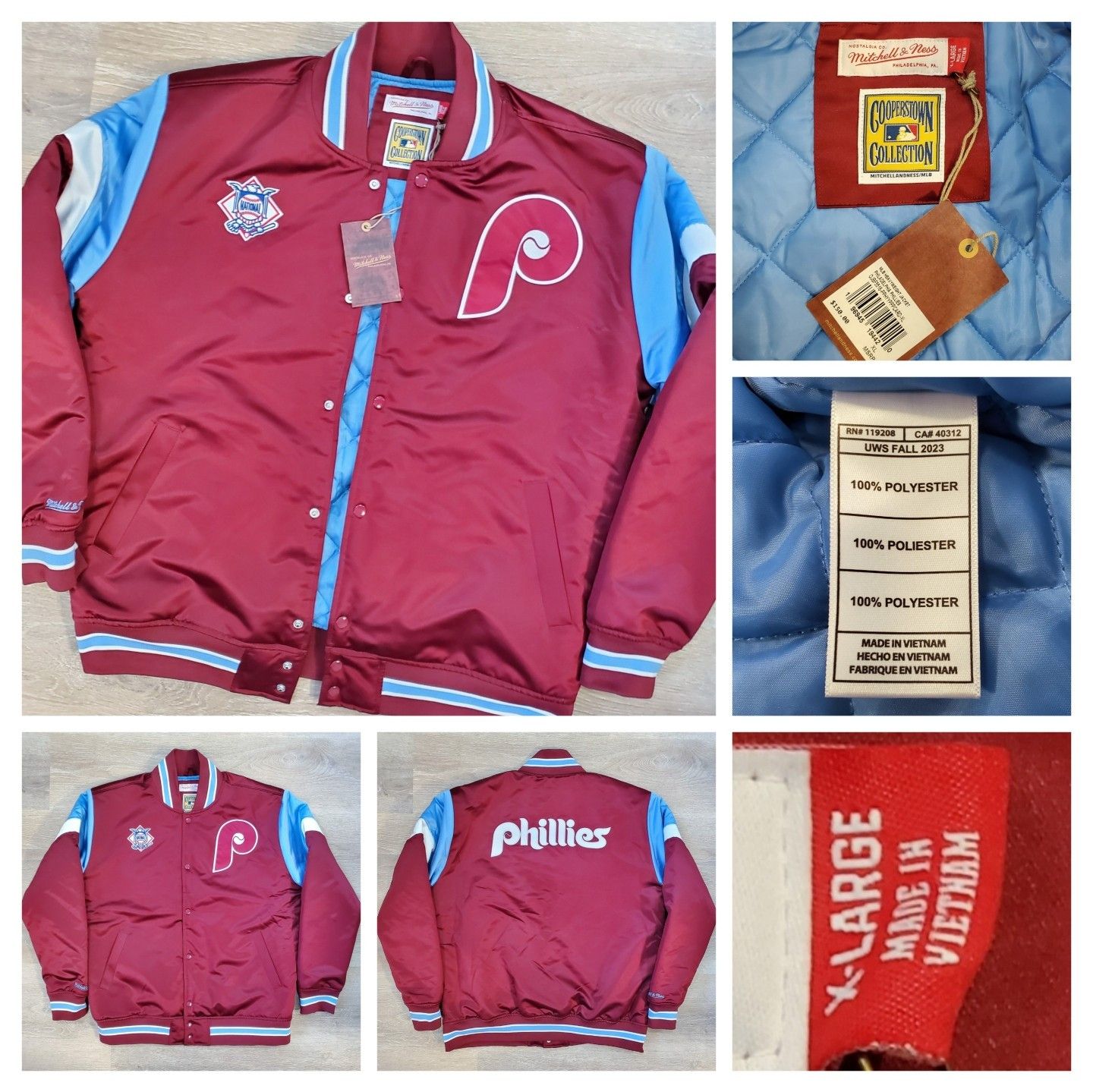 Deadstock MLB Mitchell Ness NWT VTG Philadelphia Phillies Mitchell Ness Jacket Grailed