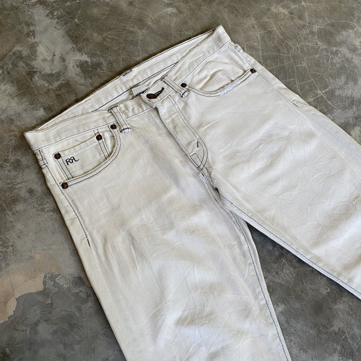 RRL Ralph Lauren Vintage Double RRL Ralph Lauren White Skinny Denim Pants Size US 30 / EU 46 - 2 Thumbnail