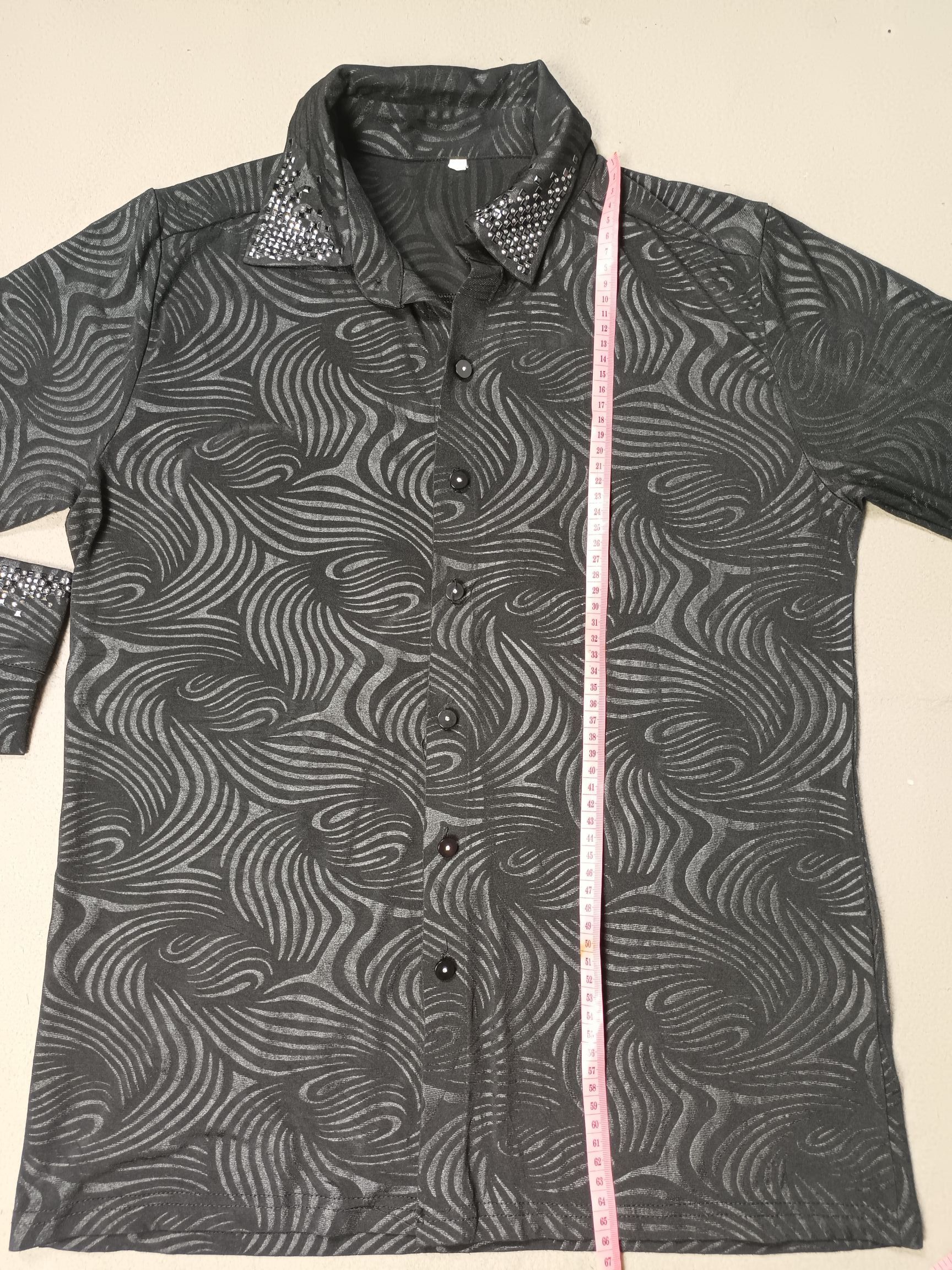 Japanese Brand Women Printed Black Button Long Sleeve Blouse Size L / US 10 / IT 46 - 5 Thumbnail