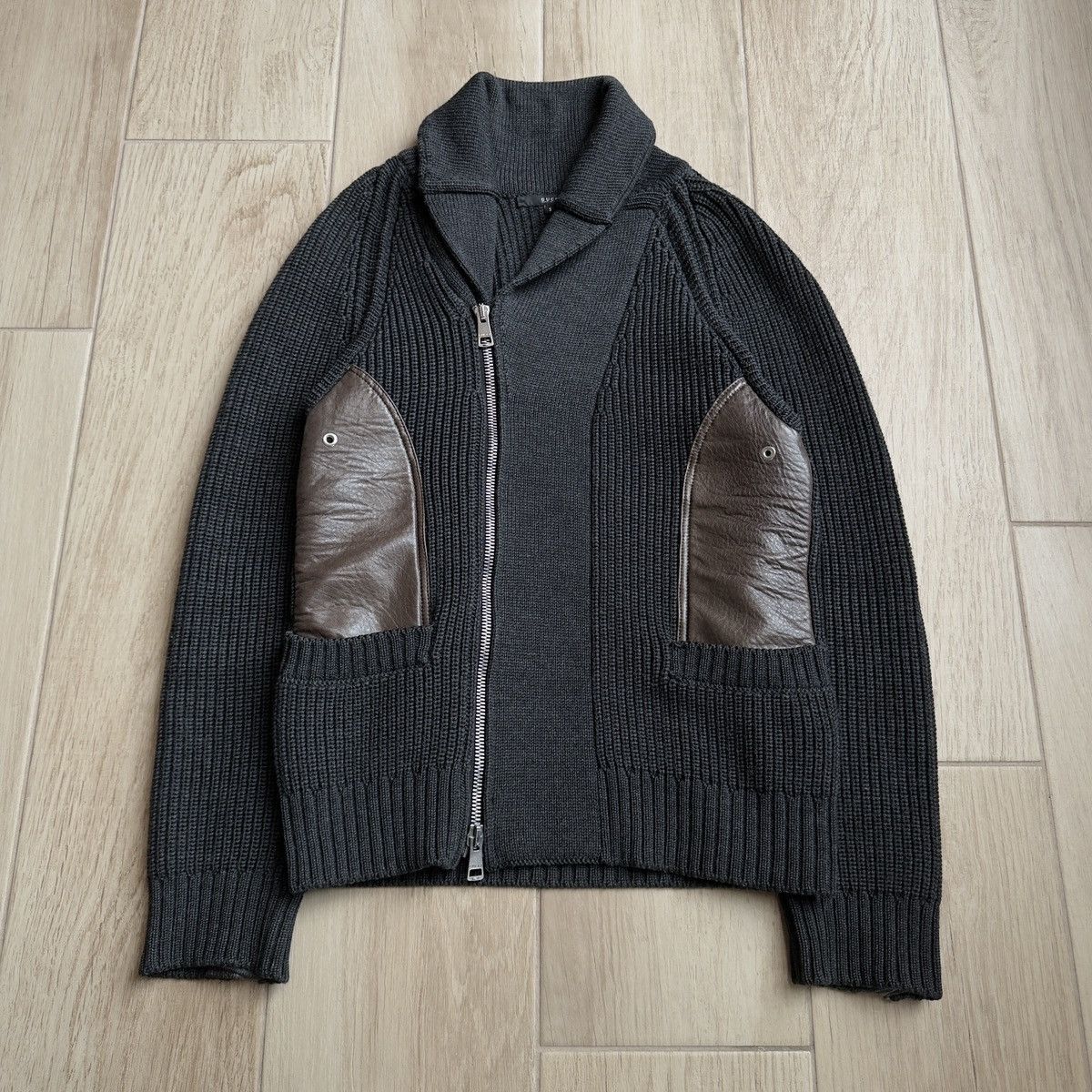 Gucci by Tom Ford AW2003 Leather Panel Trim Drivers Knit Jacket Size US S / EU 44-46 / 1 - 1 Thumbnail