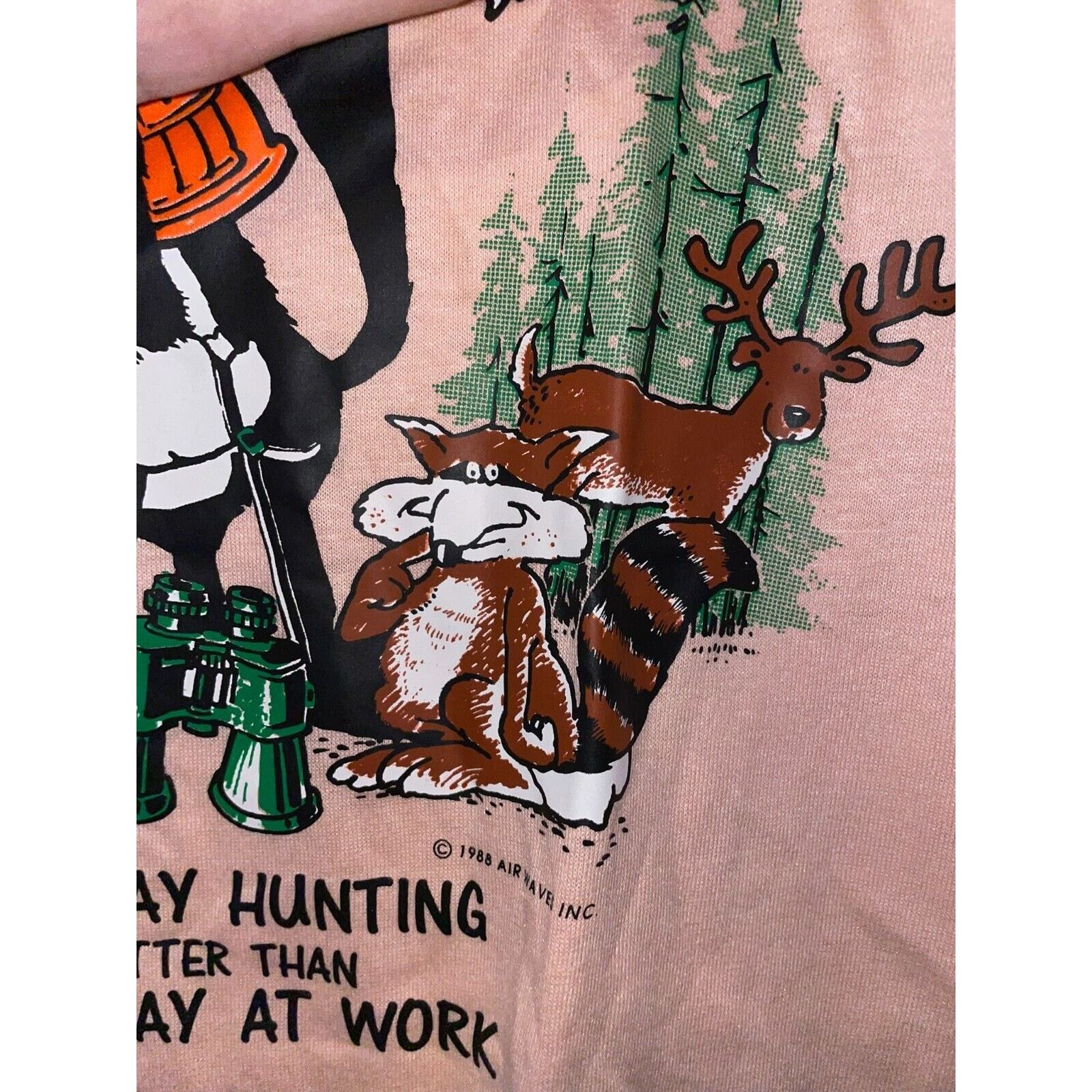 Jerzees Vintage Hunting Shirt A Bad Day Hunt Animal Tee 1986 80s M Size US M / EU 48-50 / 2 - 6 Thumbnail