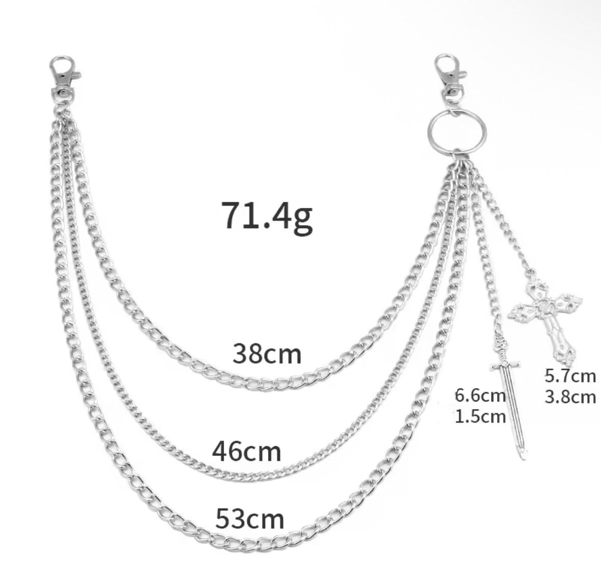 Other Multilayer Cross Sword Pendant Pants Chain Wallet Belt Size ONE SIZE - 4 Thumbnail
