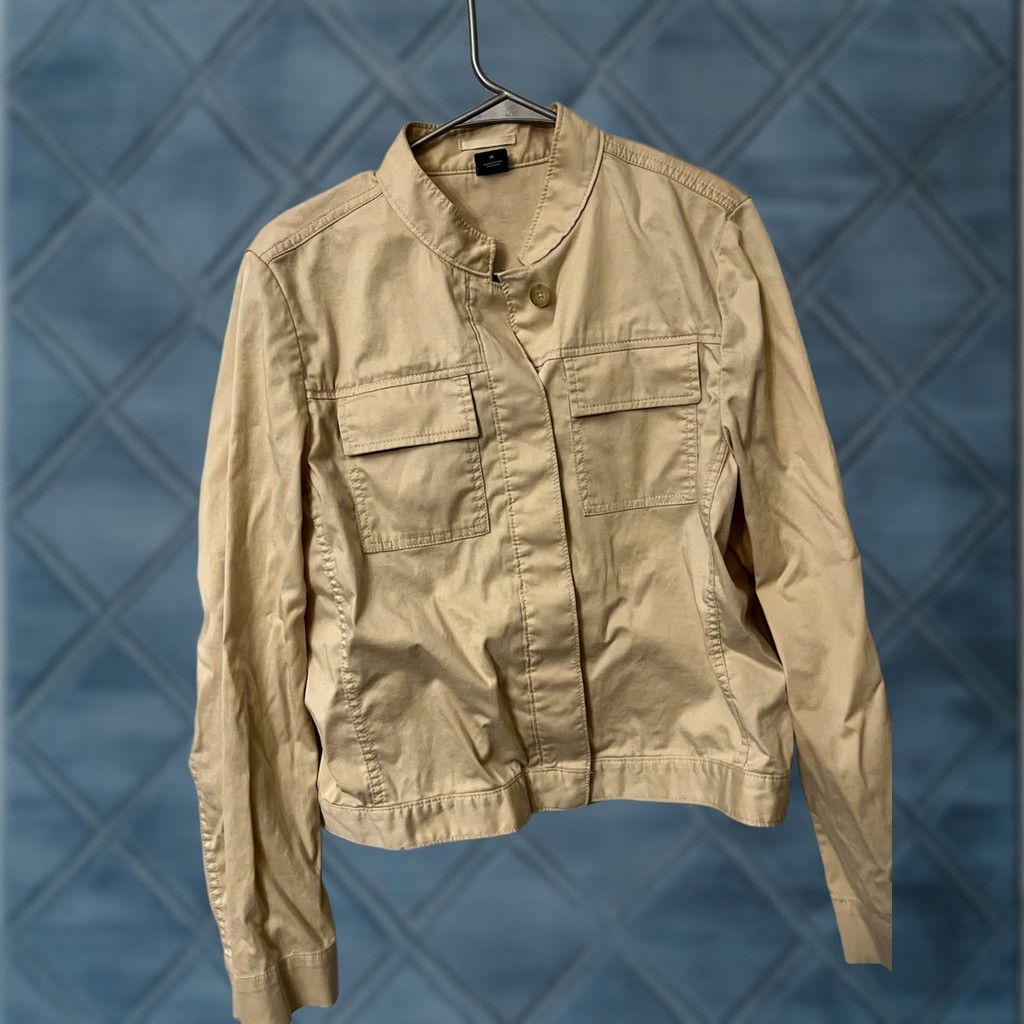 Gap Womens Gap Windbreaker Jacket Beige M LT Tan Stretch Cotton Beiges Jackets Windbreaker Womens Medium Size M / US 6-8 / IT 42-44 - 1 Thumbnail