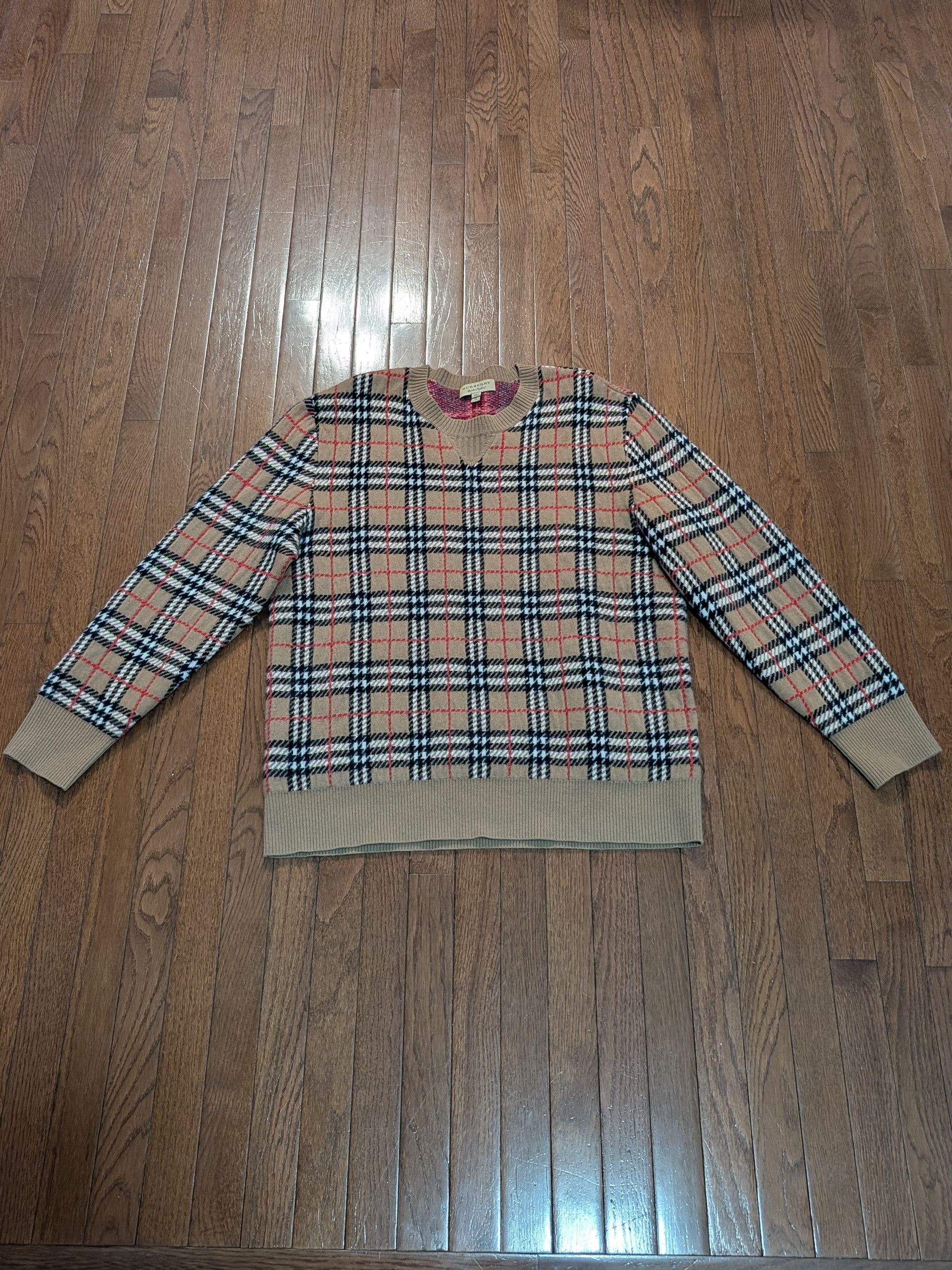 Burberry Burberry Nova Check 100% Cashmere Wool Sweater - Size XL Size US XL / EU 56 / 4 - 1 Thumbnail
