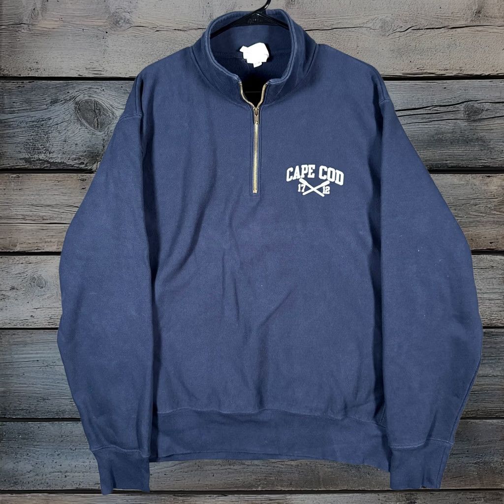 Champion Sweatshirt Mens 1XL Navy Cape Cod Reverse Weave 1/4 Quarter Zip Pullover in Blue, Men's