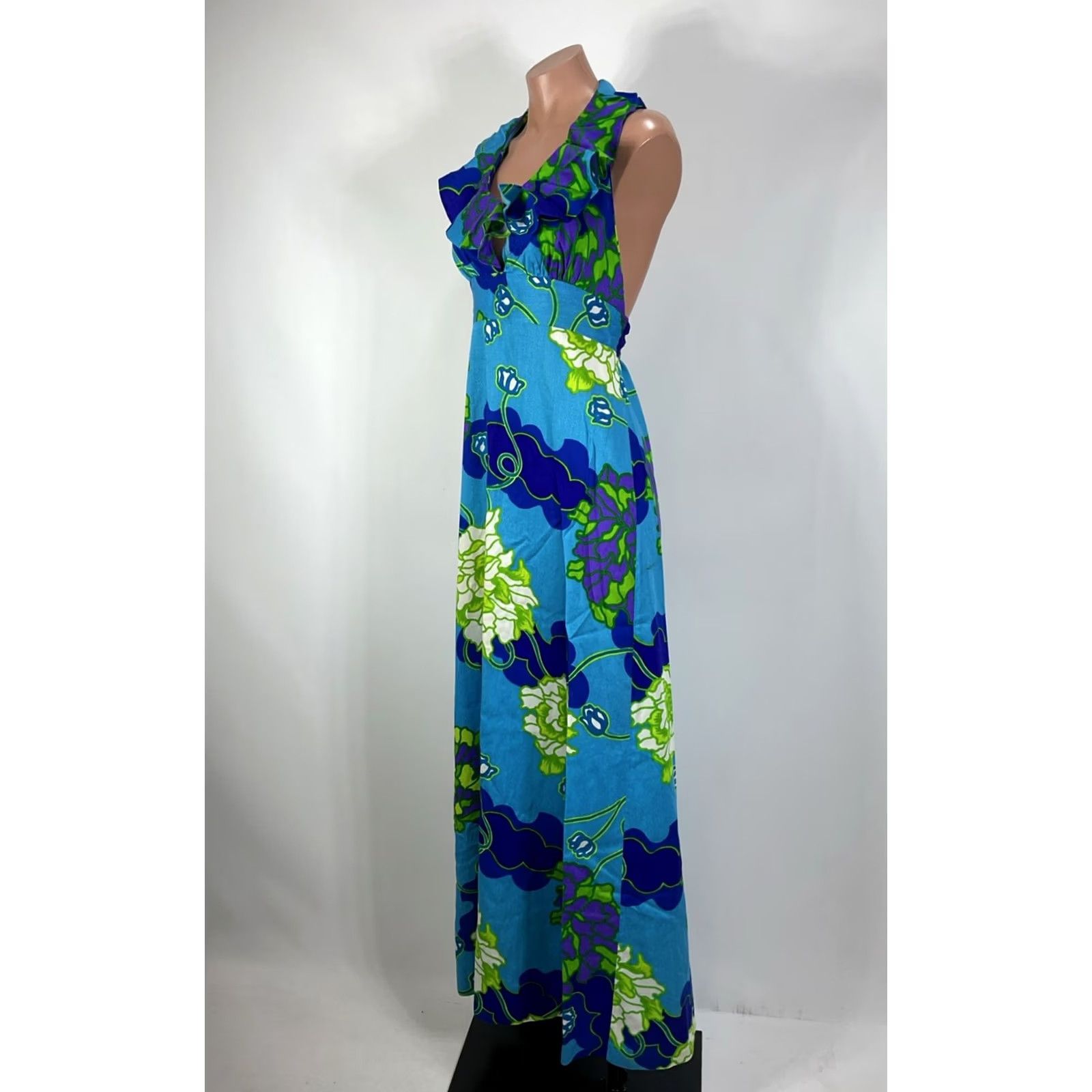 Vintage VINTAGE Pomare Hawaii Maxi Halter Tiki Dress Floral Blue Purple Psychedelic Dress Womens 70s 60s Hawaiian Casual Party/Cocktail Summer Fall Size M / US 6-8 / IT 42-44 - 8 Thumbnail