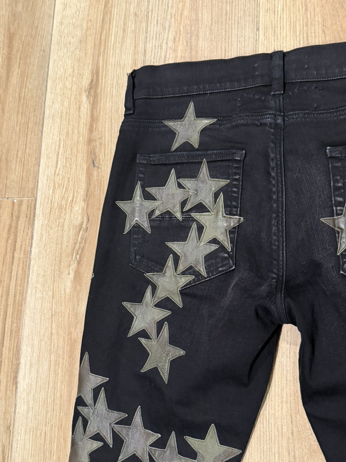 Amiri Amiri X Chemist Camo Leather Star Patch Blk Denim Jeans Size US 32 / EU 48 - 9 Thumbnail