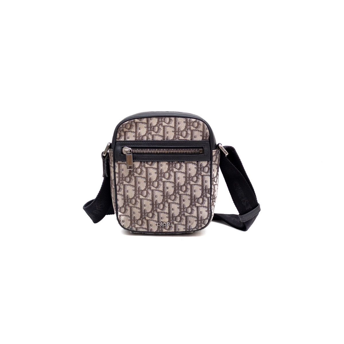 DIOR MEN Oblique Jacquard Crossbody Bag Beige Black