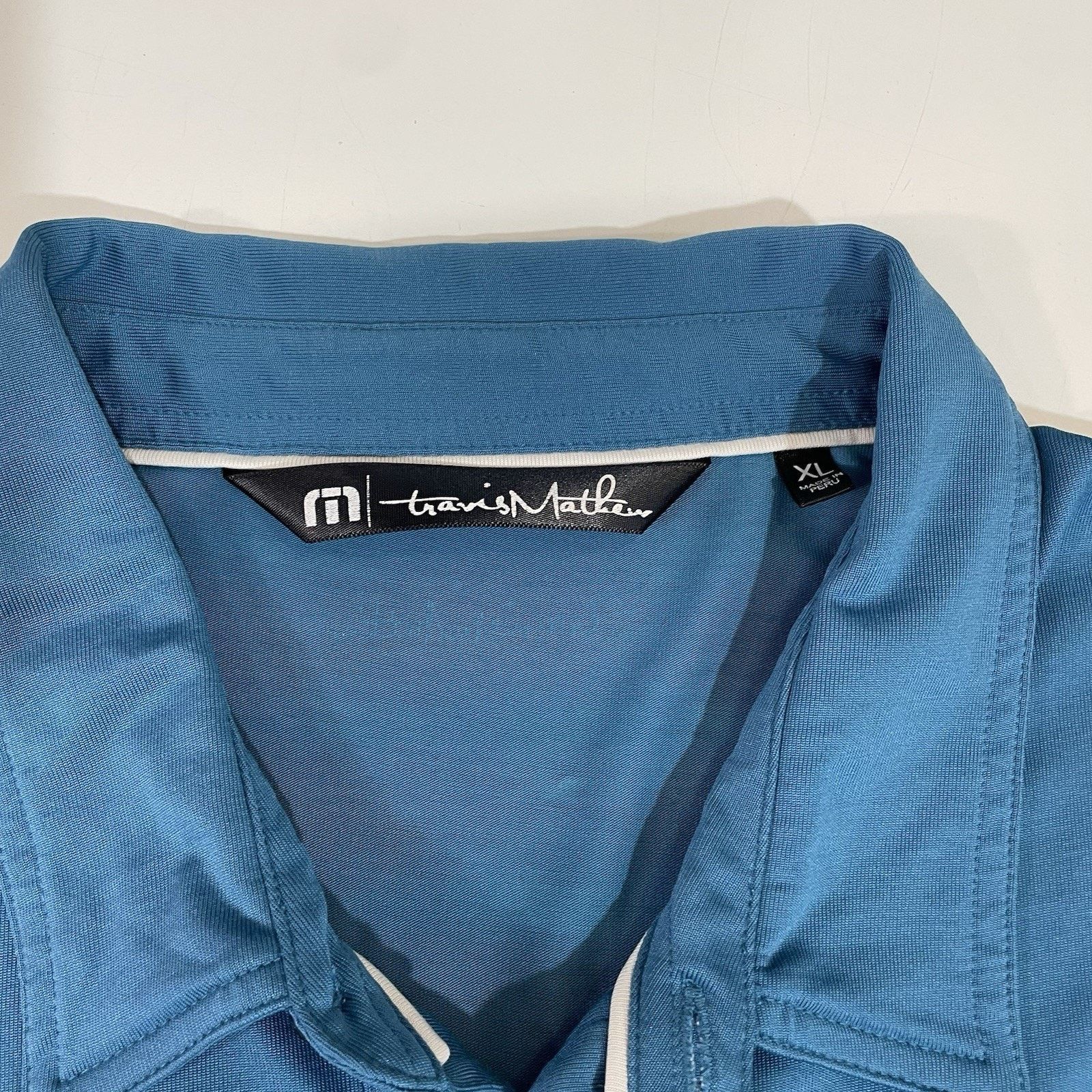 TravisMathew Travis Mathew Langley Men’s XL Short Sleeve Golf Polo Blue Size US XL / EU 56 / 4 - 2 Thumbnail