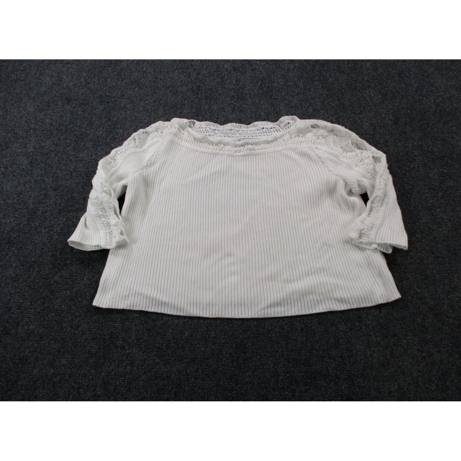 Vintage ST. John Sport Sweater Womens L White Rayon Lace Ribbed Pullover Size L / US 10 / IT 46 - 2 Thumbnail