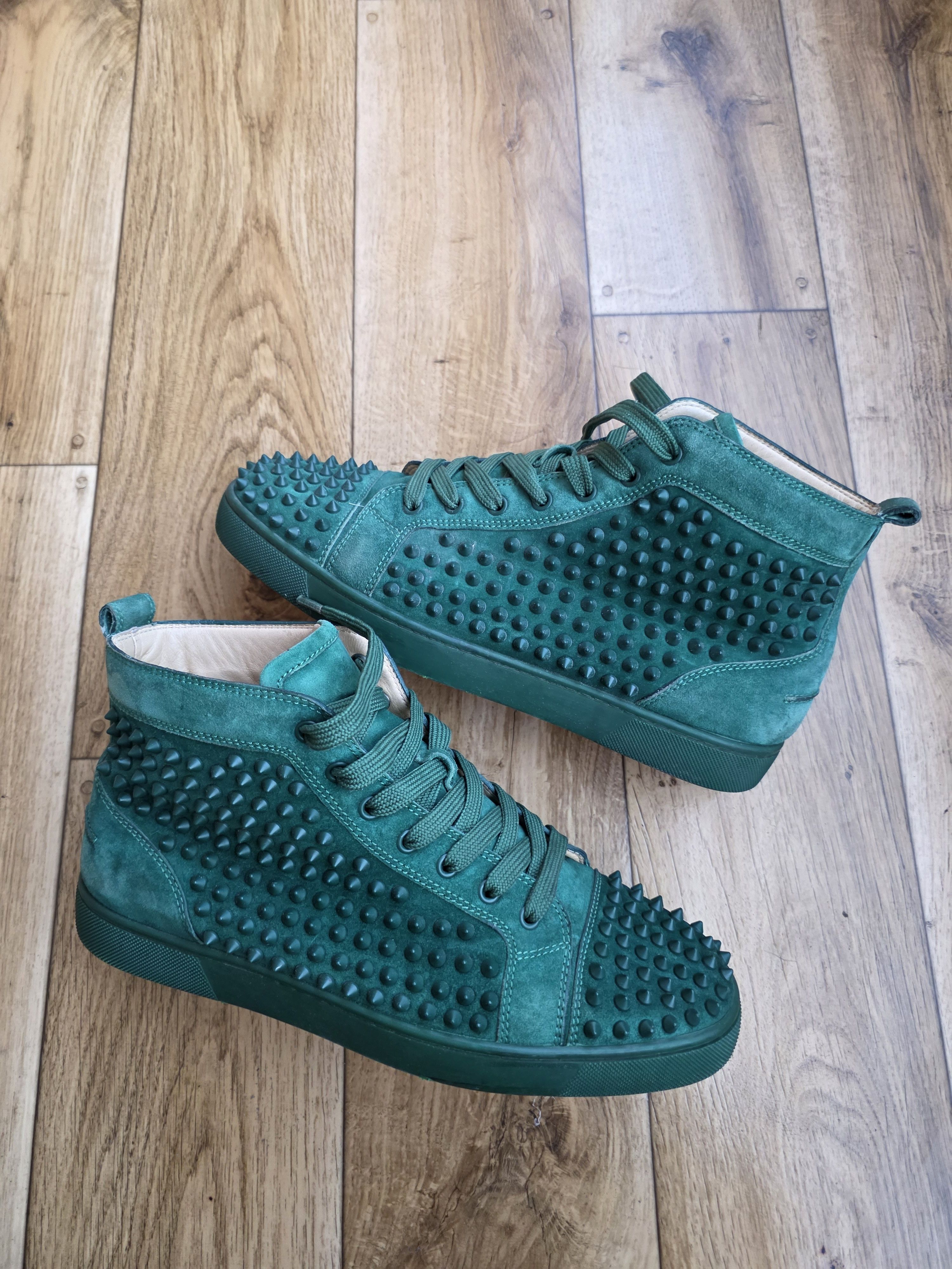 Teal Louboutin Full Spikes Christian Louboutin Suede Louis Junior