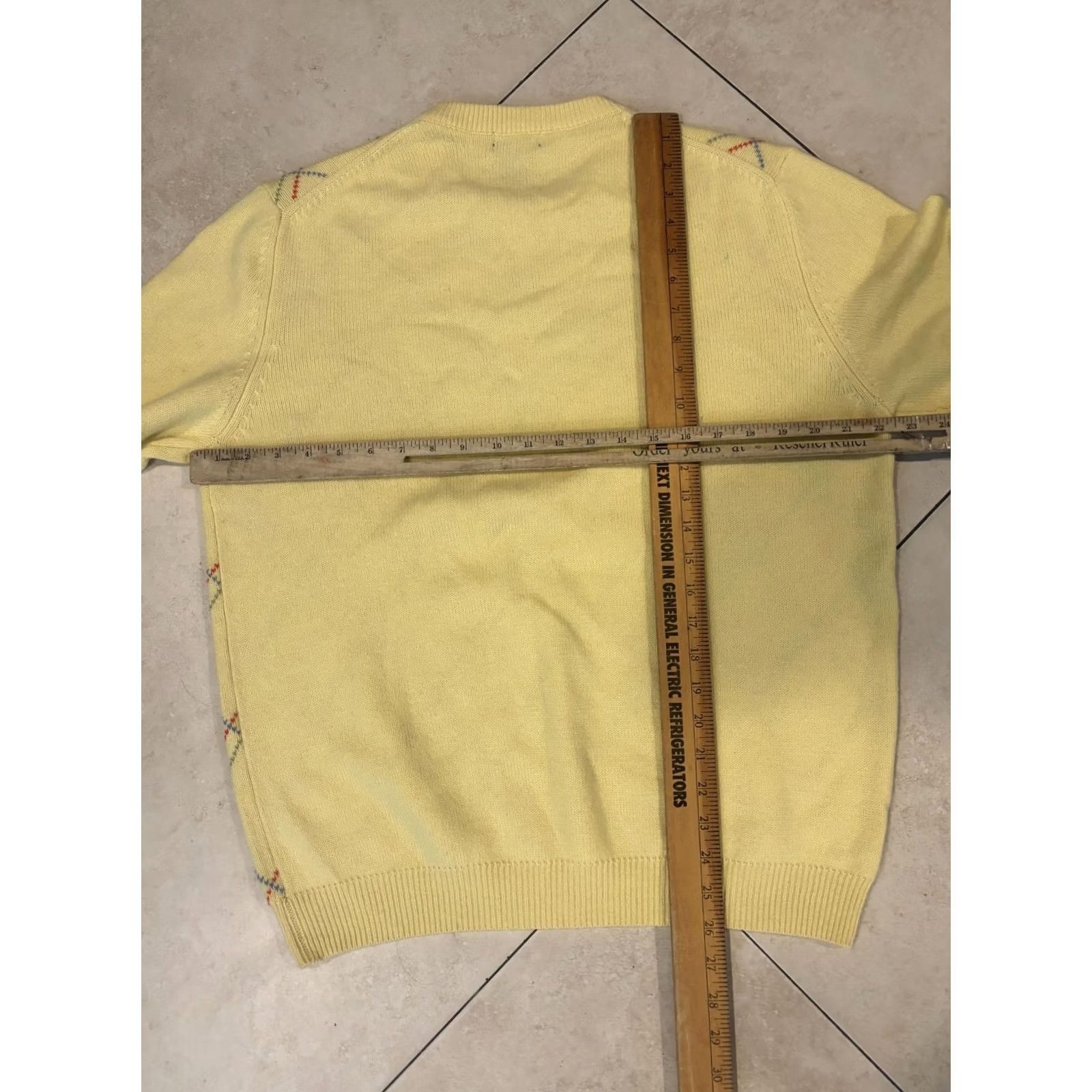 Vintage Paul Fredrick Sweater Mens Medium Yellow Cashmere Argyle Diamond Crewneck Knit Size US M / EU 48-50 / 2 - 7 Thumbnail