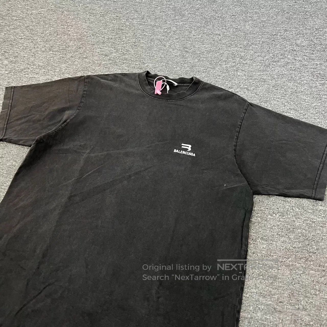 Balenciaga Balenciaga Sporty B Embroidered Logo Washed Black T. Size US S / EU 44-46 / 1 - 2 Thumbnail