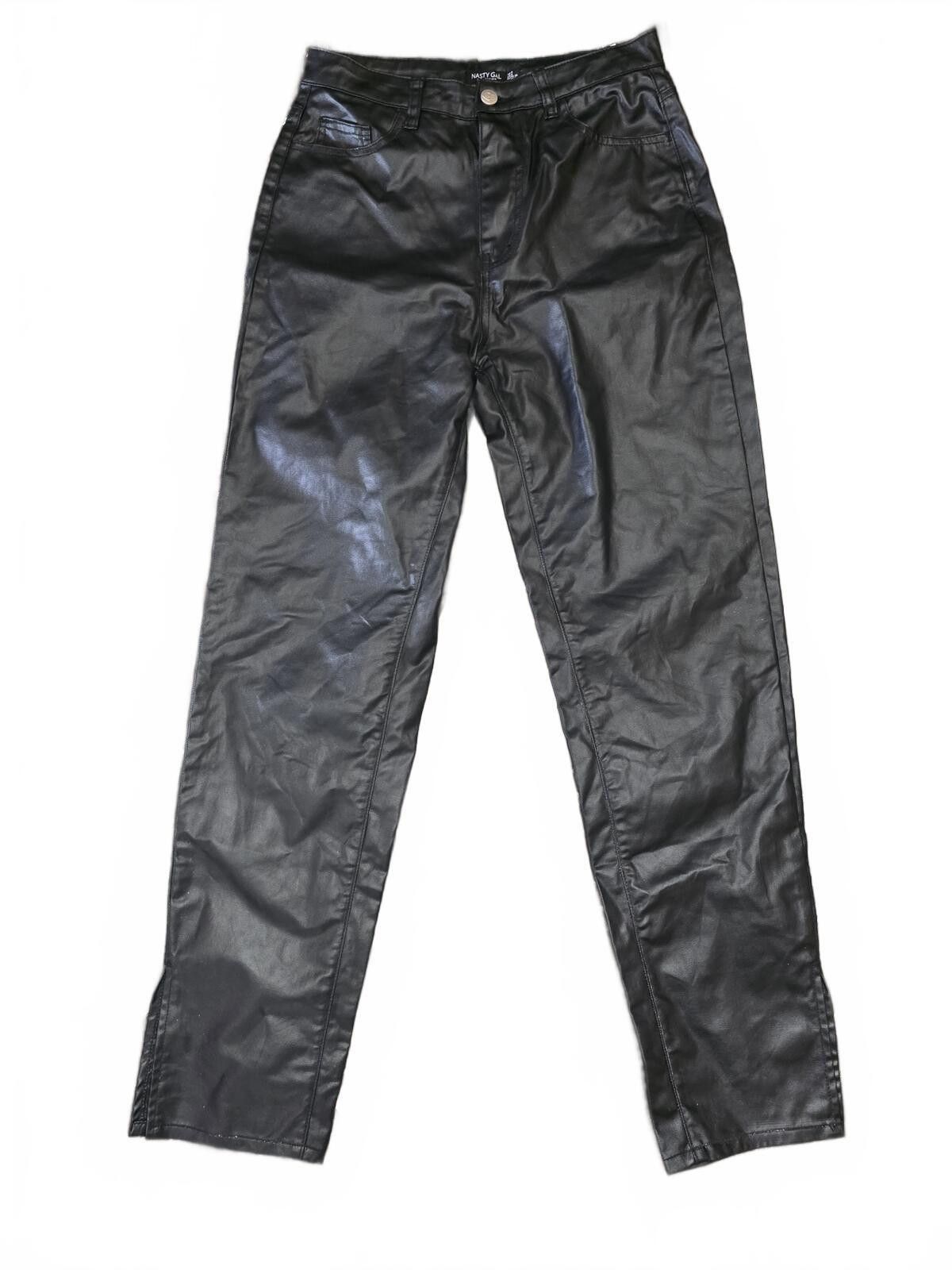 Other Nasty Gal Black Faux Leather Pants Size US 4 UK 8 EU 36 Slit Size 27" / US 4 / IT 40 - 2 Thumbnail
