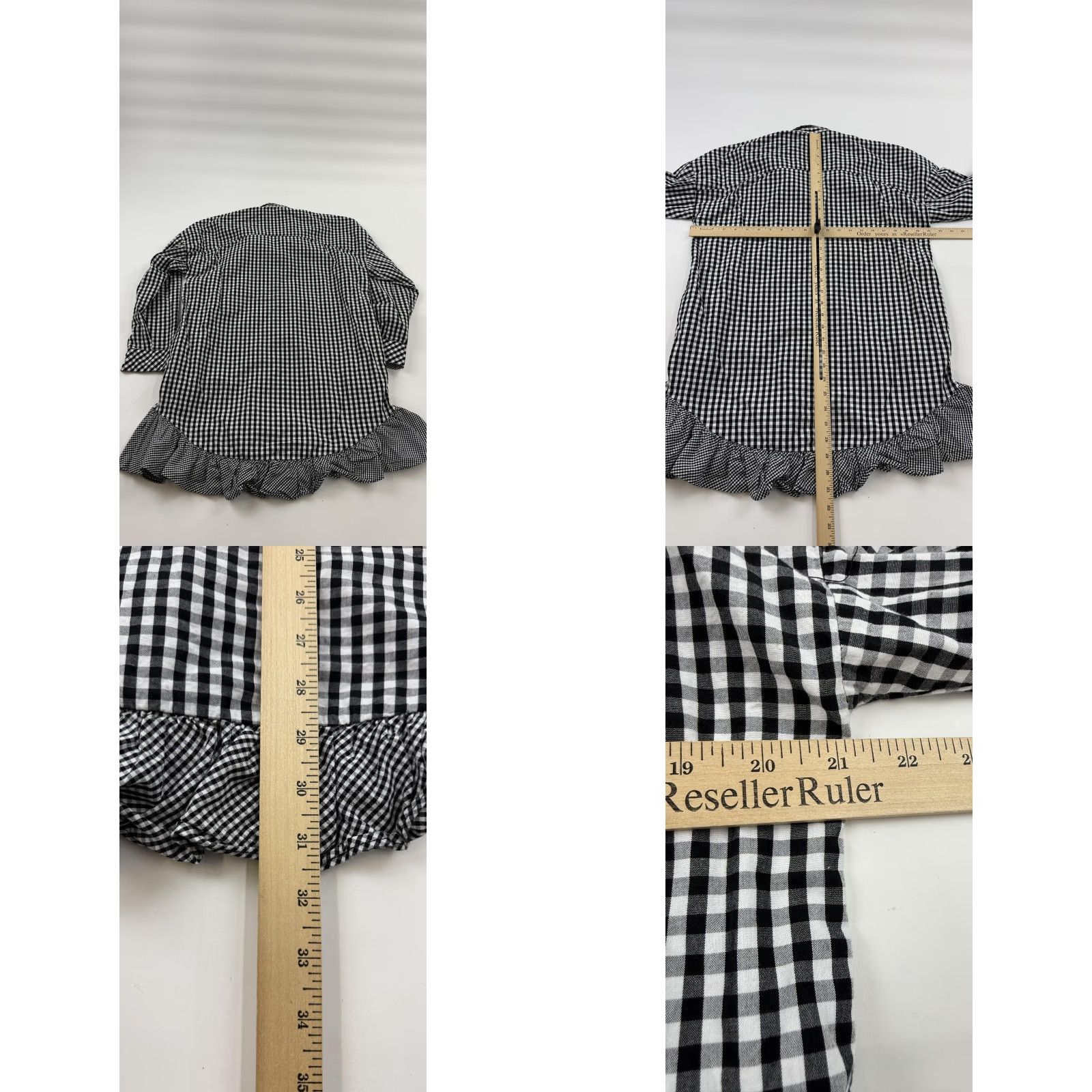 Zara Zara Shirt Womens Medium Black White Gingham Ruffle Hem Tunic Cotton Trafaluc Button-Up Size M / US 6-8 / IT 42-44 - 8 Thumbnail