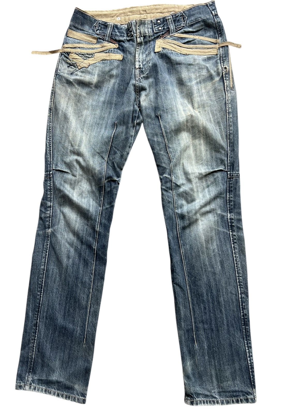 PPFM Bondage Distressed Faded Denim Jeans 34x33