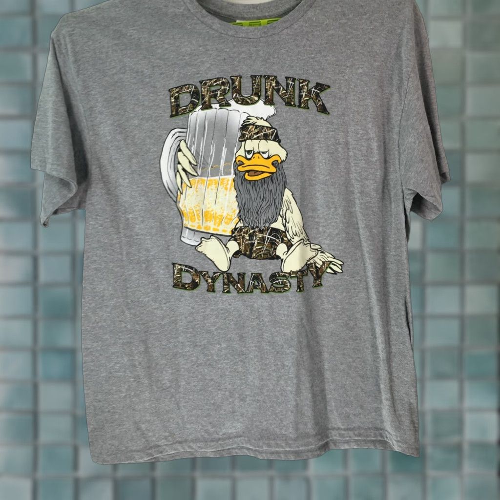 Vintage VINTAGE Delta Pro Weight Shirt Mens 2XL Gray Drunk Dynasty Graphic T Shirt 90s Party Mens Size US XXL / EU 58 / 5 - 1 Thumbnail