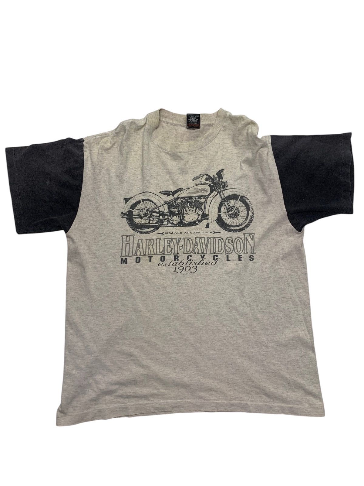 Harley Davidson × Vintage Vtg 1995 Harley Davidson T-shirt 1934 Vld Motorcycle Size US L / EU 52-54 / 3 - 7 Thumbnail