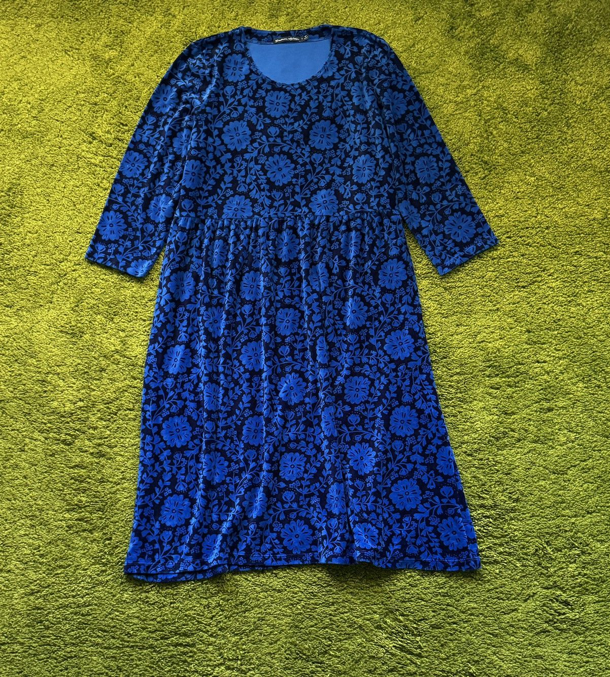 Designer Gudrun Sjoden avant garde floral pattern velour dress Size L / US 10 / IT 46 - 1 Thumbnail
