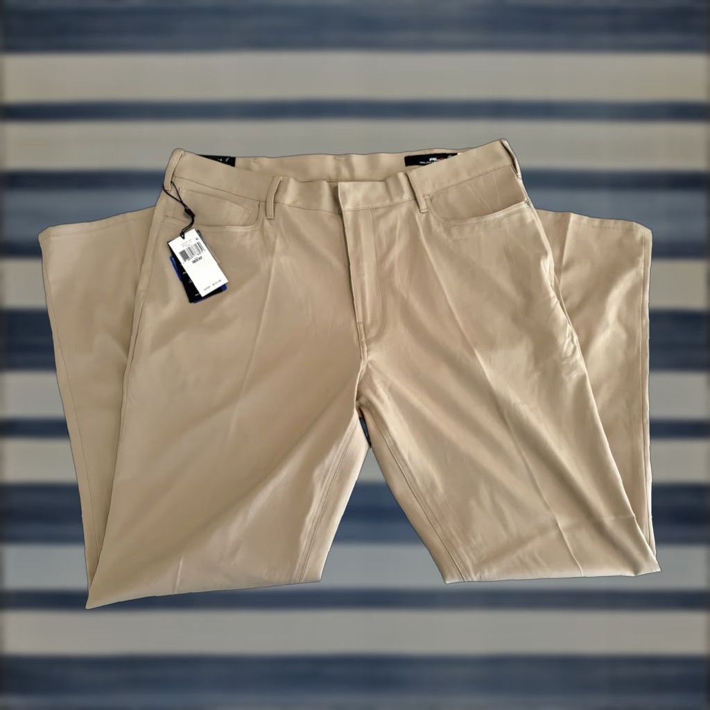 RLX Ralph Lauren RLX Ralph Lauren Golf Pants Khaki Mens 38x32 Tailored Fit NWT Beige Solid Flat Front Polyester Elastane Mens Golf Pants 38x32 NWT Size US 38 / EU 54 - 1 Thumbnail