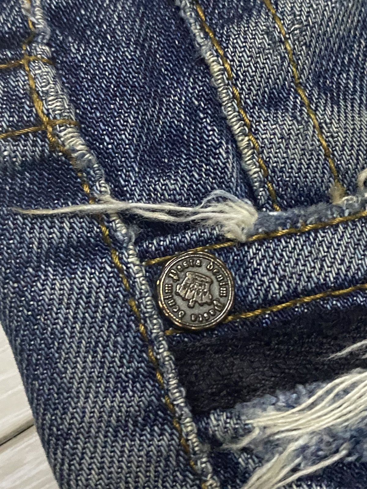 If Six Was Nine Pasta Denim Crazy Mud Wash Distressed Straight Fit Jeans Size US 29 - 13 Thumbnail