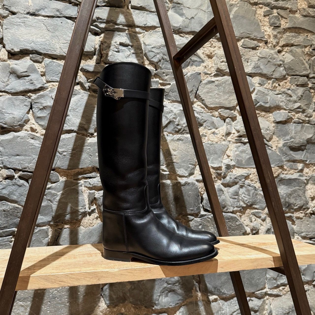 Hermes Hermès Black Leather Jumping Riding Boots Size US 7.5 / IT 37.5 - 1 Thumbnail