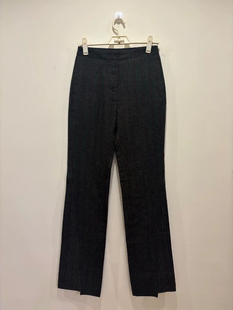 Our Legacy Our Legacy Gray striped wool straight leg micro slacks Size 34R - 2 Thumbnail