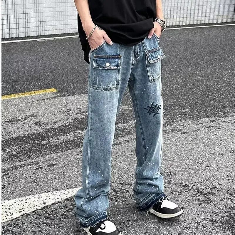 Japanese Brand Retro hip-hop straight zipper jeans Size US 32 / EU 48 - 5 Thumbnail