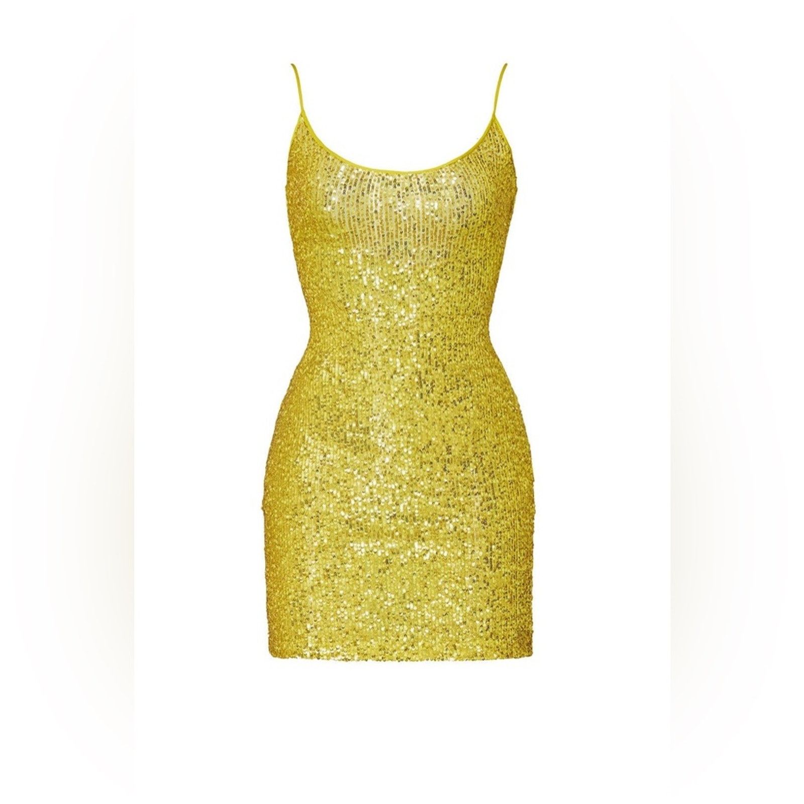 Naeem Khan Naeem Khan Size 6 Gold Sequin Mini Spaghetti Strap Dress Size M / US 6-8 / IT 42-44 - 5 Thumbnail