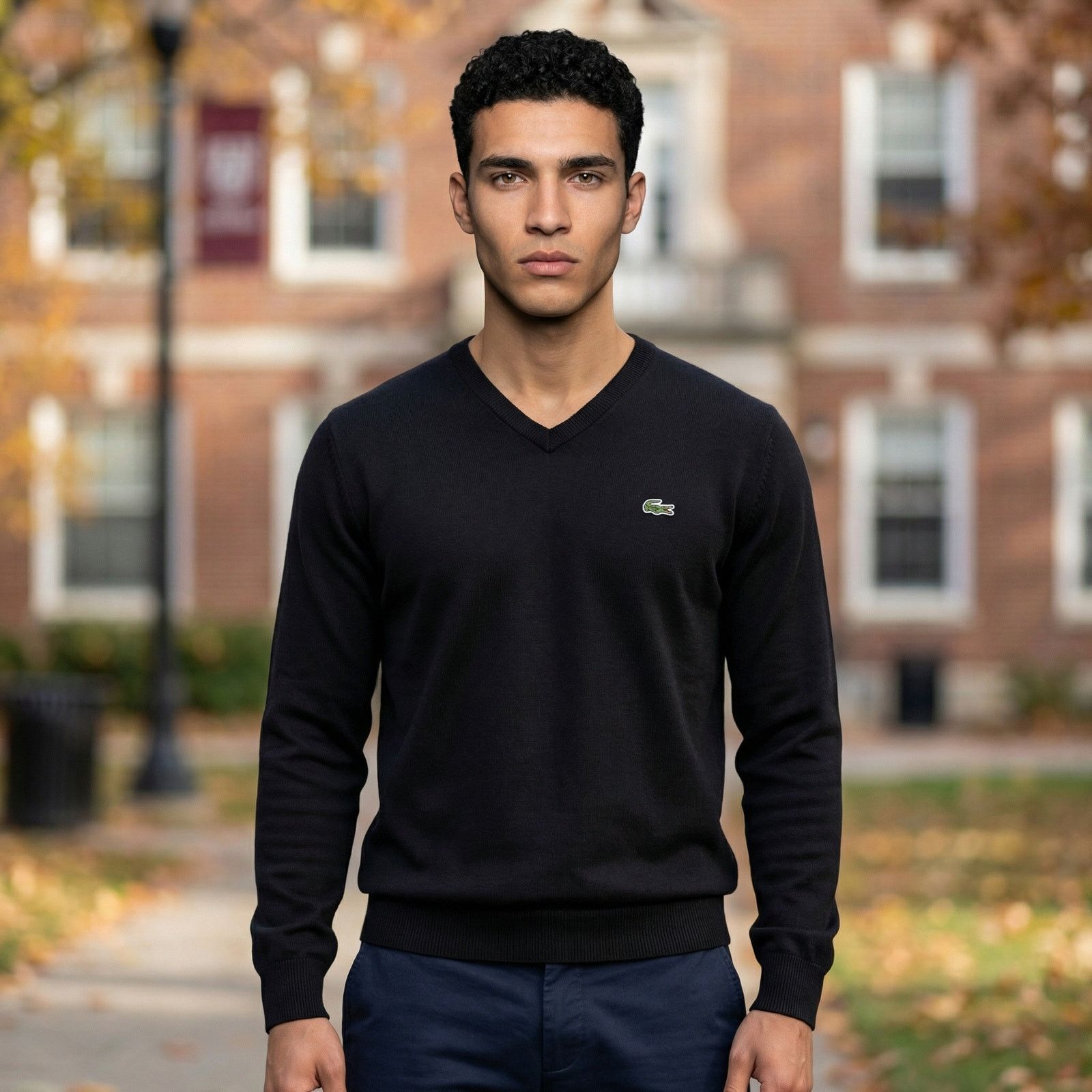Lacoste Lacoste Men's V-Neck Sweater Black Cotton Size 5 US Large L Size US L / EU 52-54 / 3 - 2 Thumbnail