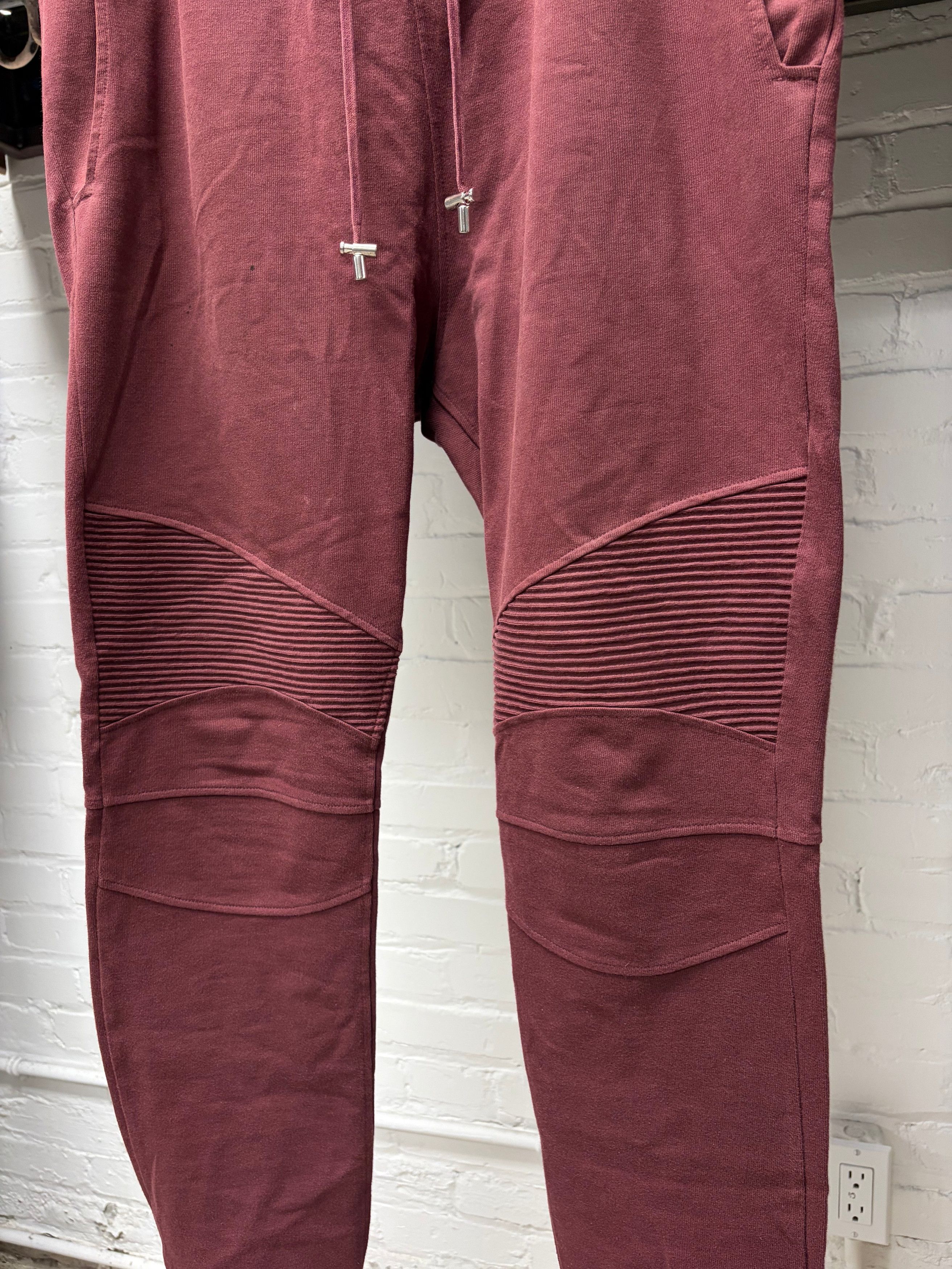 Balmain Balmain Oxblood Red Biker Sweatpants Size US 35 - 2 Thumbnail