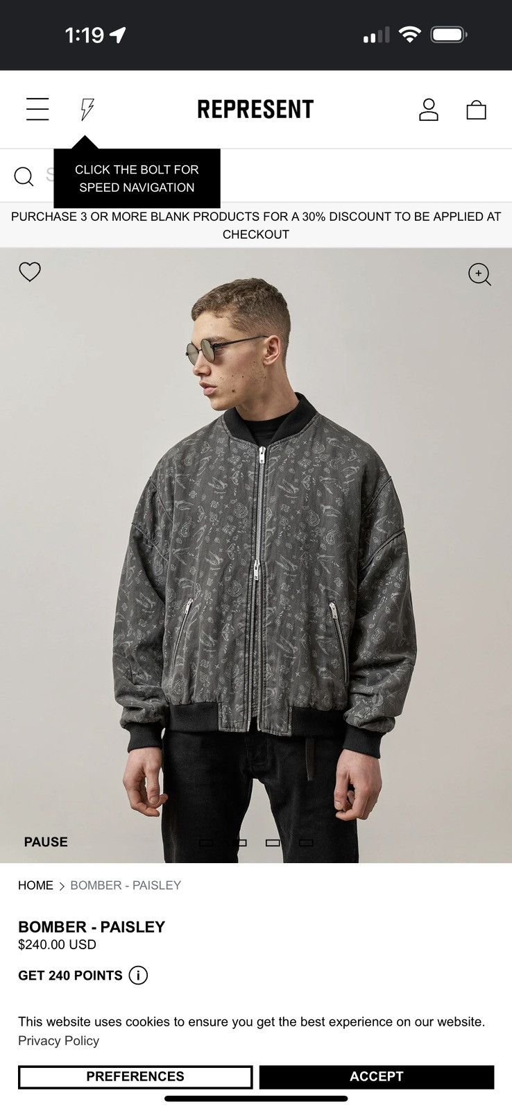Represent Clo. Represent Paisley Bomber Jacket Size US M / EU 48-50 / 2 - 1 Thumbnail