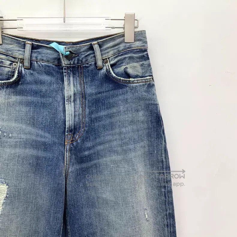 Acne Studios Acne Studios Blue washed destroyed denim wide-leg trousers Size US 30 / EU 46 - 3 Thumbnail