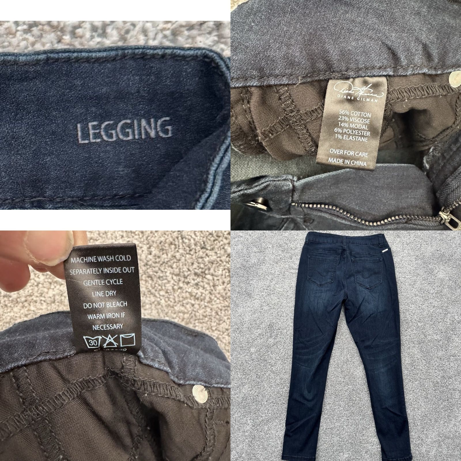 Vintage Diane Gilman Legging Jeans Womens 0 US 2 Denim Straight Black Dark Office Chic Streetwear 2010s Womens Size 25" / US 0 / IT 36 - 8 Thumbnail