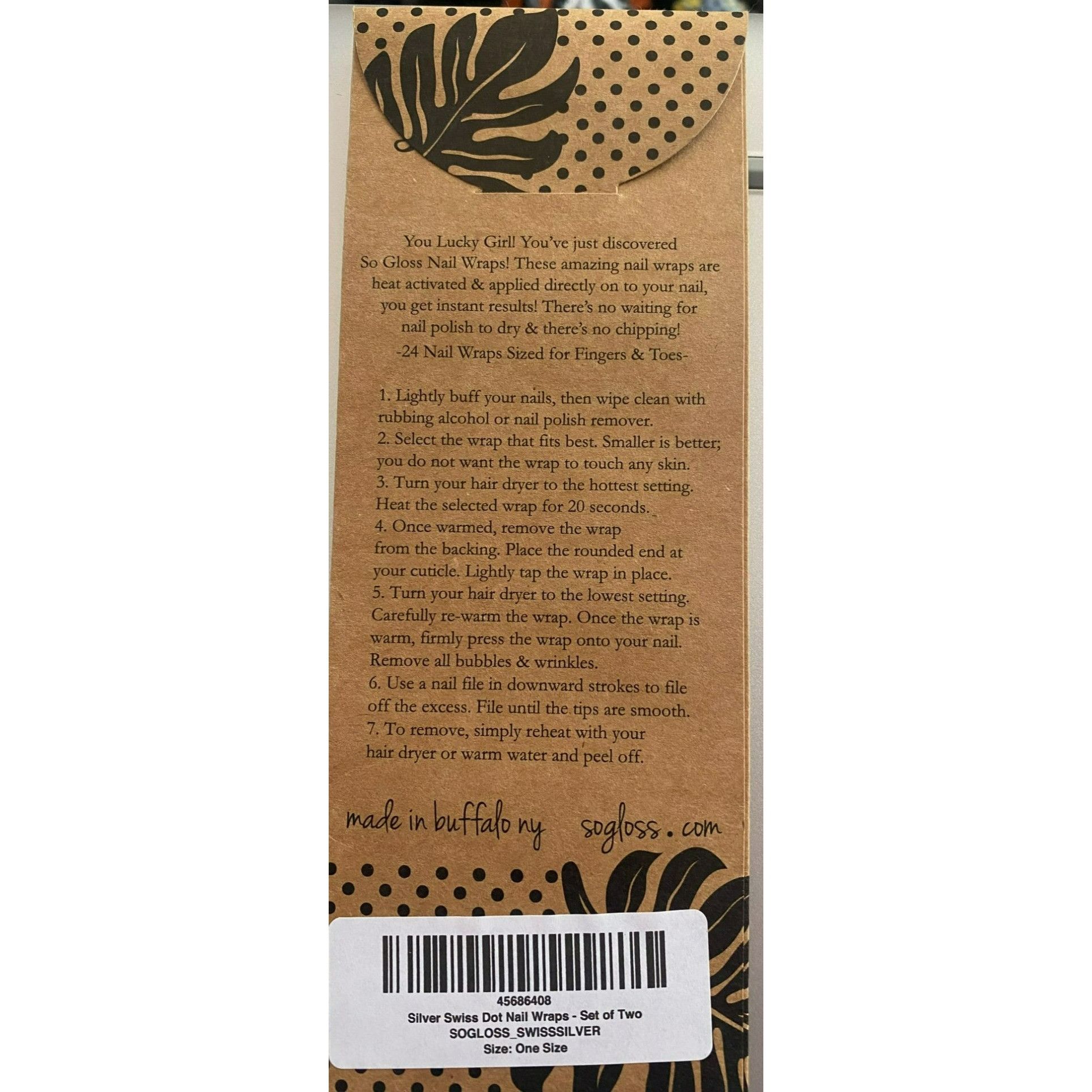 Other So Gloss Silver Swiss Dot Nail Wraps Heat Activated Set Of T Size ONE SIZE - 2 Thumbnail