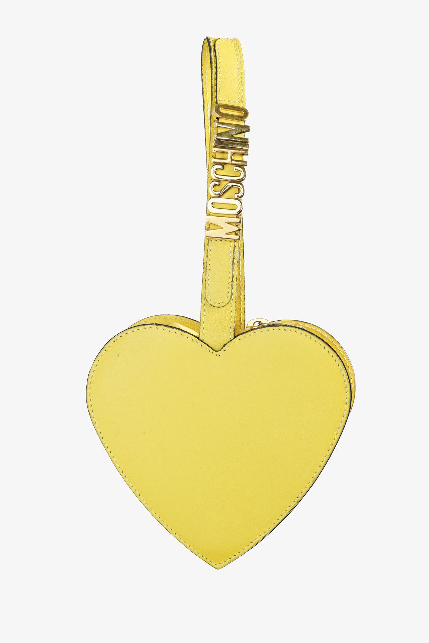 Moschino Moschino Golden Heart Yellow Leather Wrist Bag Size ONE SIZE - 1 Thumbnail