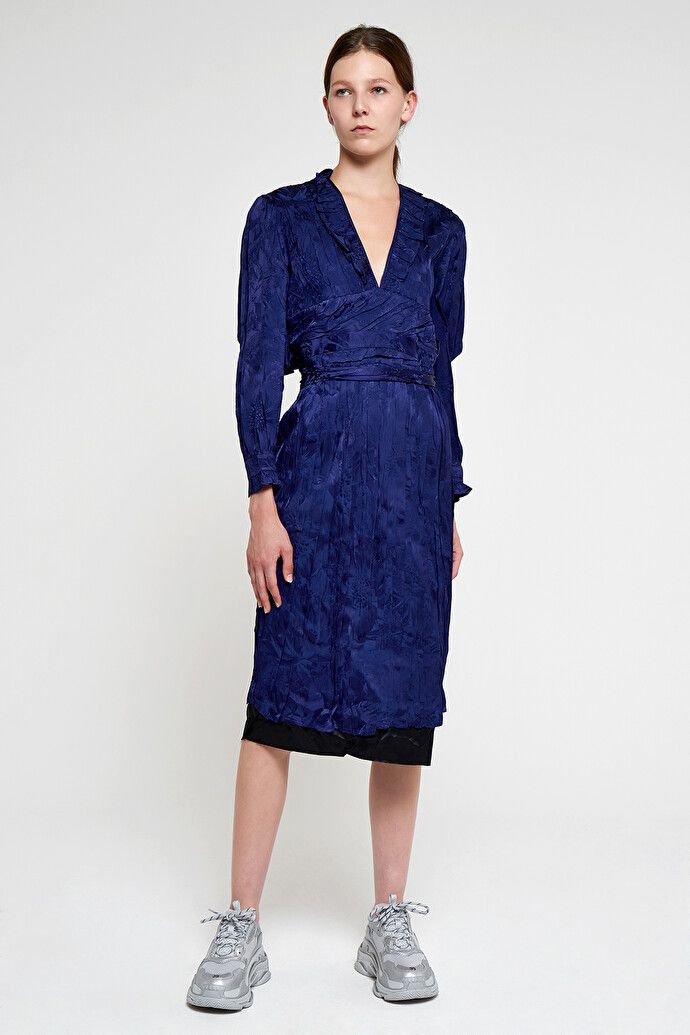 Balenciaga o1y0625 Midi Dress in Bright Blue/Black Size M / US 6-8 / IT 42-44 - 2 Thumbnail
