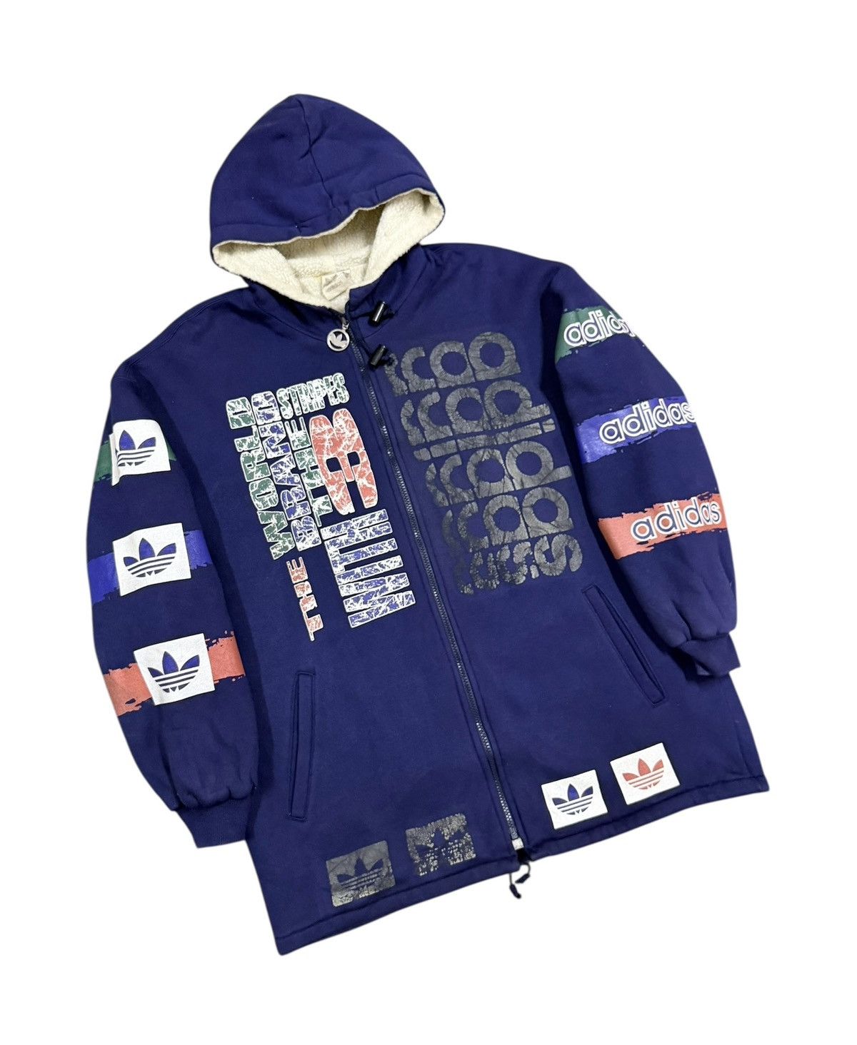 Adidas Vtg🌟Adidas Big Logo Sherpa Inner Hoodies Zipper Jacket Size US M / EU 48-50 / 2 - 6 Thumbnail